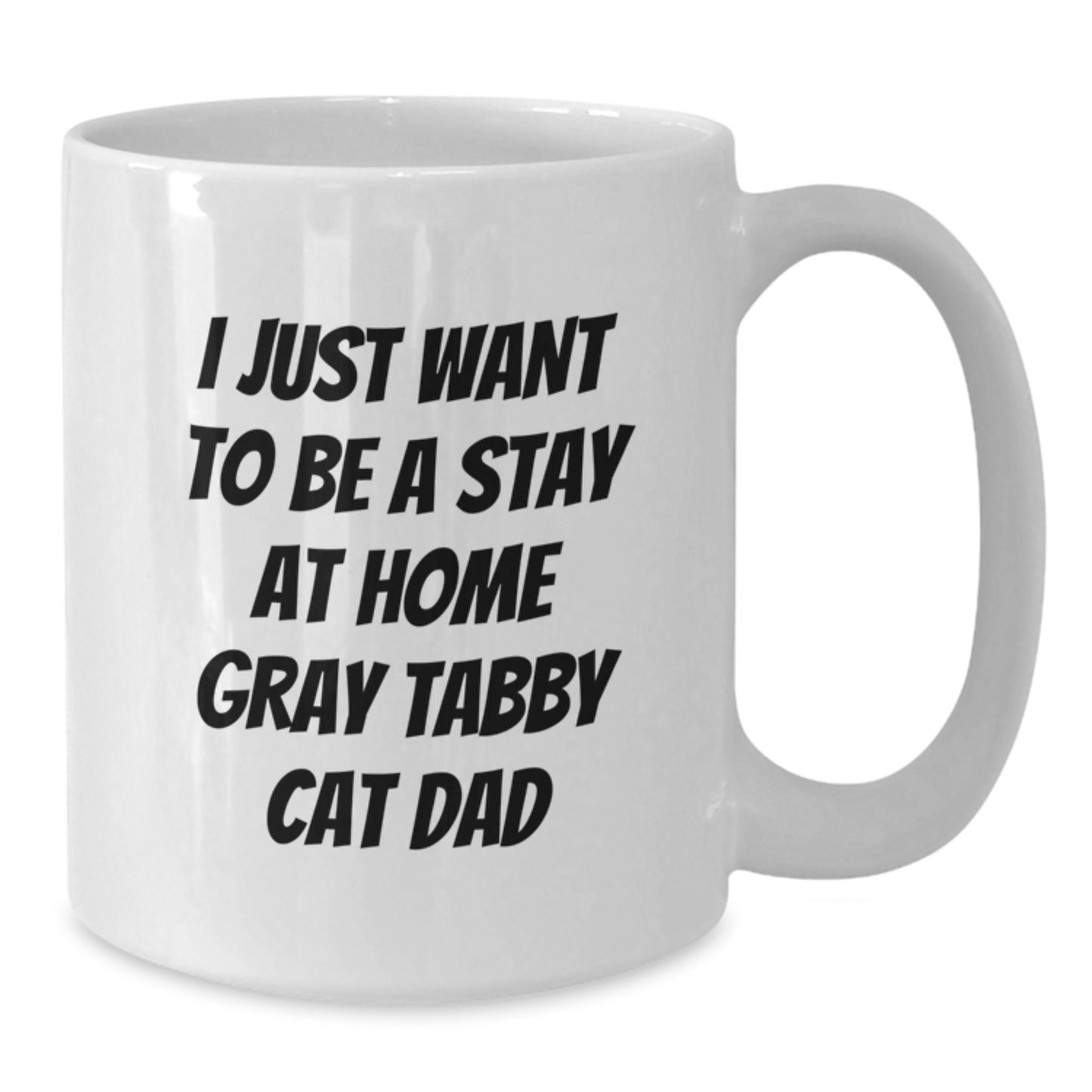 Funny Gray Tabby Cat Dad Gifts from Friends to Gray Tabby Cat Graduation Unique Gifts for Men - I Just Want To Be a Stay At Home Gray Tabby Cat Dad White Coffee Mug - Additional