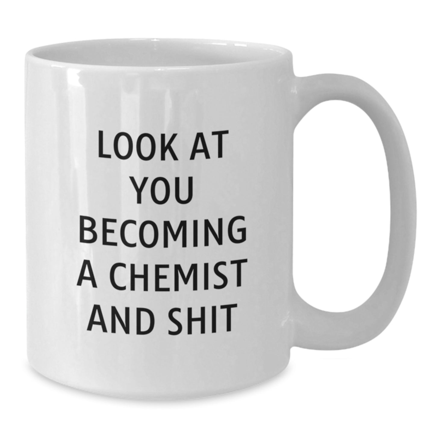 Funny Chemist Gifts from Friends and Family for Chemist Graduation, White Coffee Mug with Quote 'Look At You Becoming A Chemist And Shit' - Additional