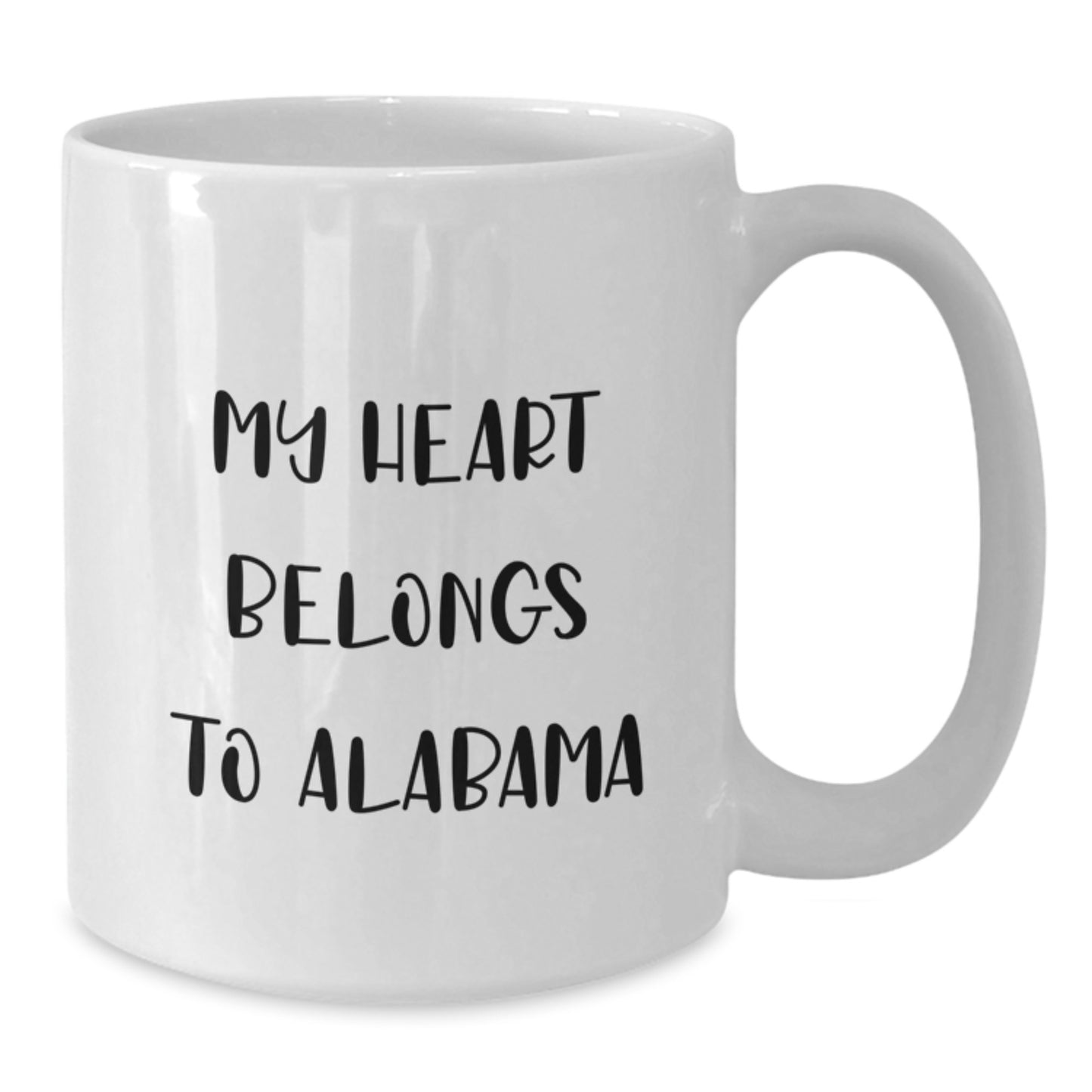 Funny Alabama Gifts - My Heart Belongs To Alabama White Coffee Mug for Birthday, Gifts from Friends, Gifts for Alabama Lovers - Additional
