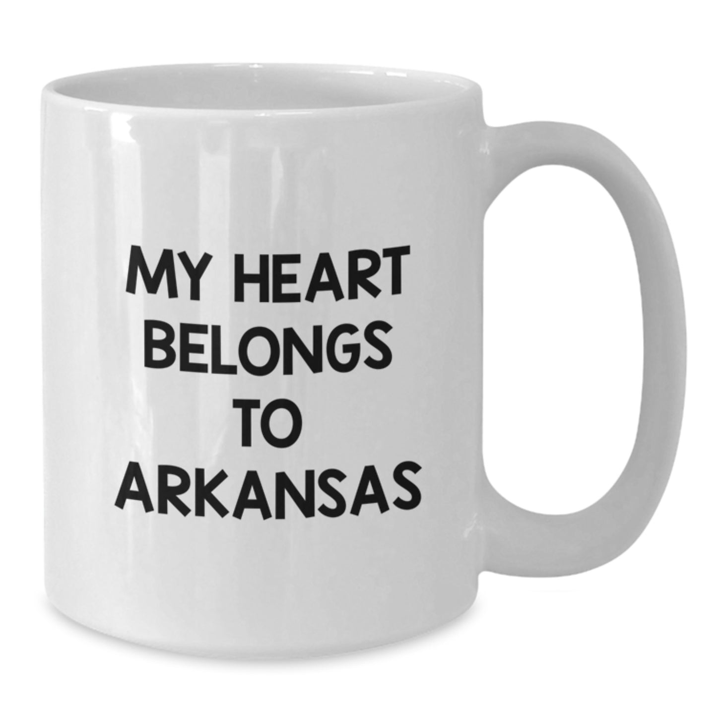 Arkansas Love Gifts from Friends for Birthday, My Heart Belongs To Arkansas Funny Quote White Coffee Mug, 11oz or 15oz Capacity - Additional