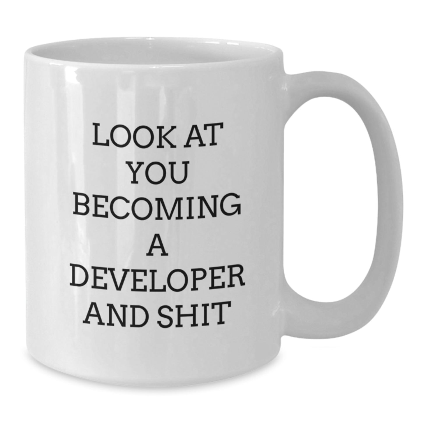 Funny Developer Gifts, White Coffee Mug, Look At You Becoming A Developer And Shit, Graduation Unique Gifts from Friends to Developer - Additional
