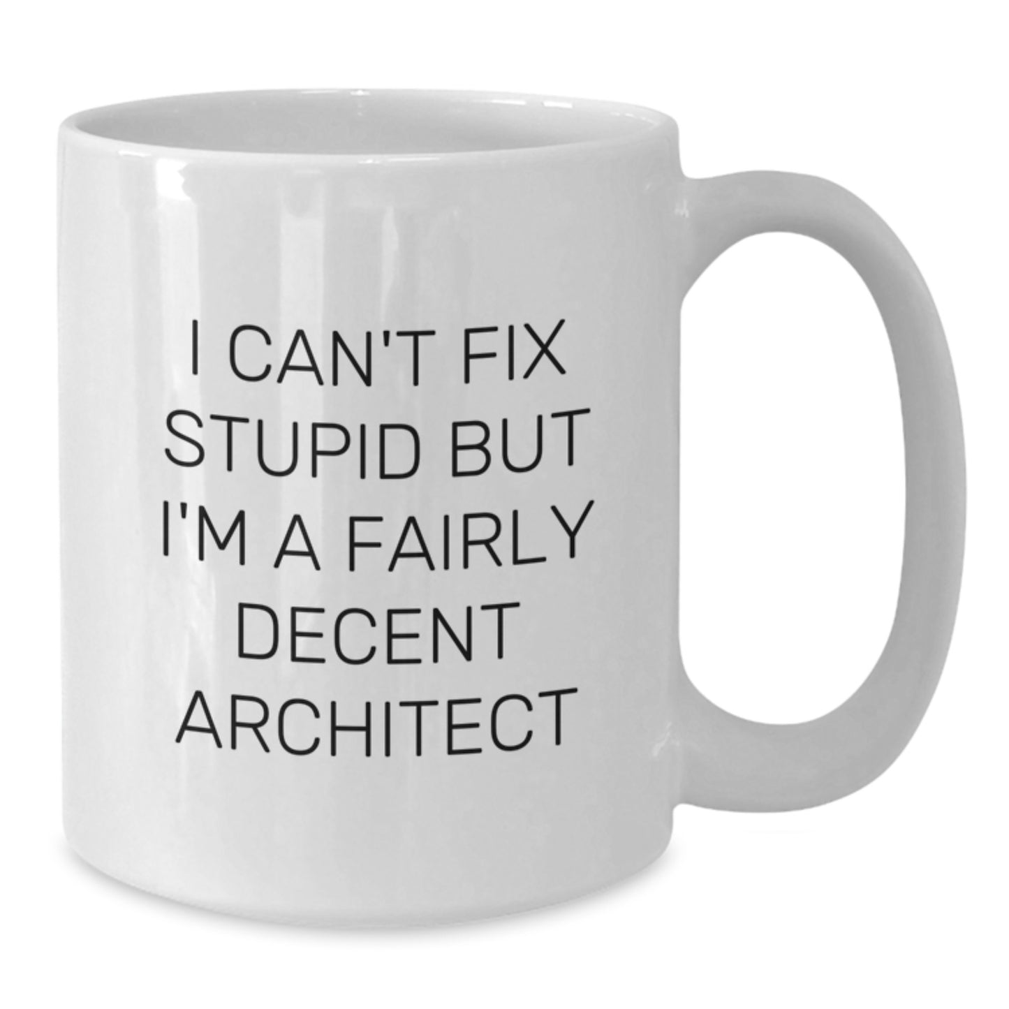 Funny Architect Gifts for Men, White Coffee Mug with I Can't Fix Stupid But I'm A Fairly Decent Architect Quote, Great Christmas Unique Gifts from Family to Friends - Additional