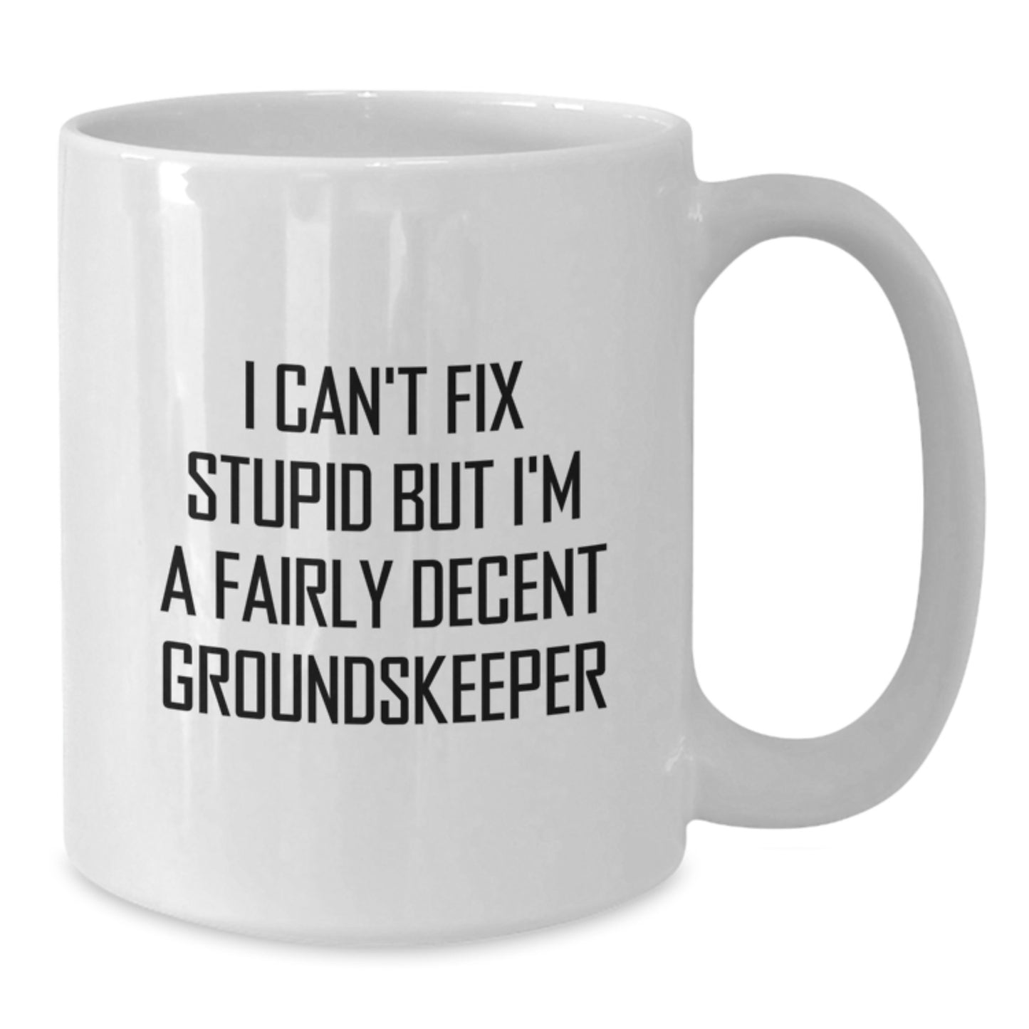 Funny groundskeeper White Coffee Mug Gifts from Men to Friends, Unique Graduation Mugs with 'I Can't Fix Stupid But I'm A Fairly Decent groundskeeper' Quote - Additional