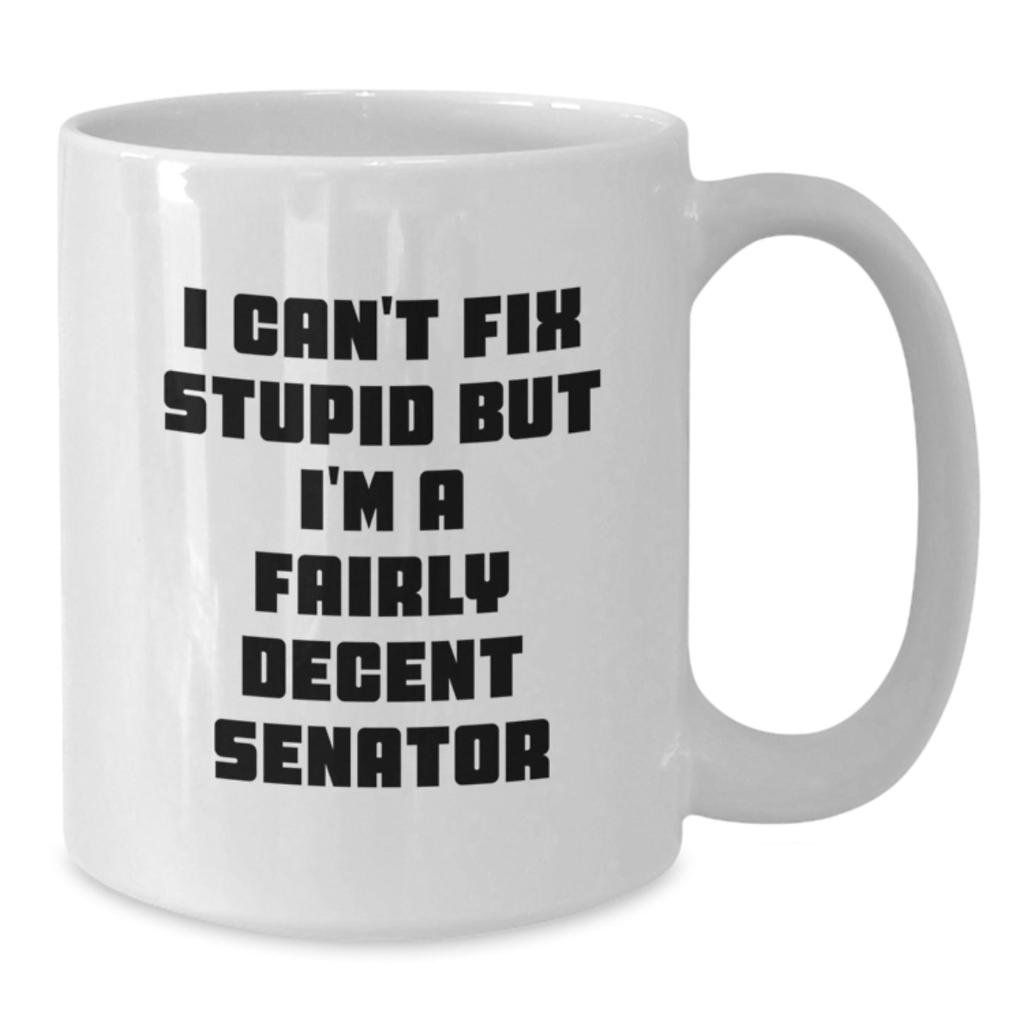 Funny Senator White Coffee Mug, Graduation Unique Gifts for Men, Gifts from Friends, I Can't Fix Stupid But I'm A Fairly Decent Senator - Additional