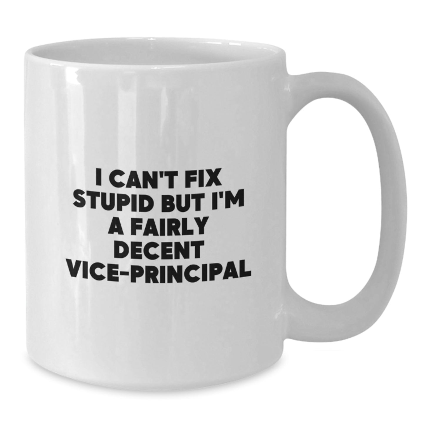 Funny Vice-Principal Gifts from Friends, Unique White Coffee Mug for Men and Women, I Can't Fix Stupid But I'm A Fairly Decent Vice-Principal Graduation Unique Gifts - Additional