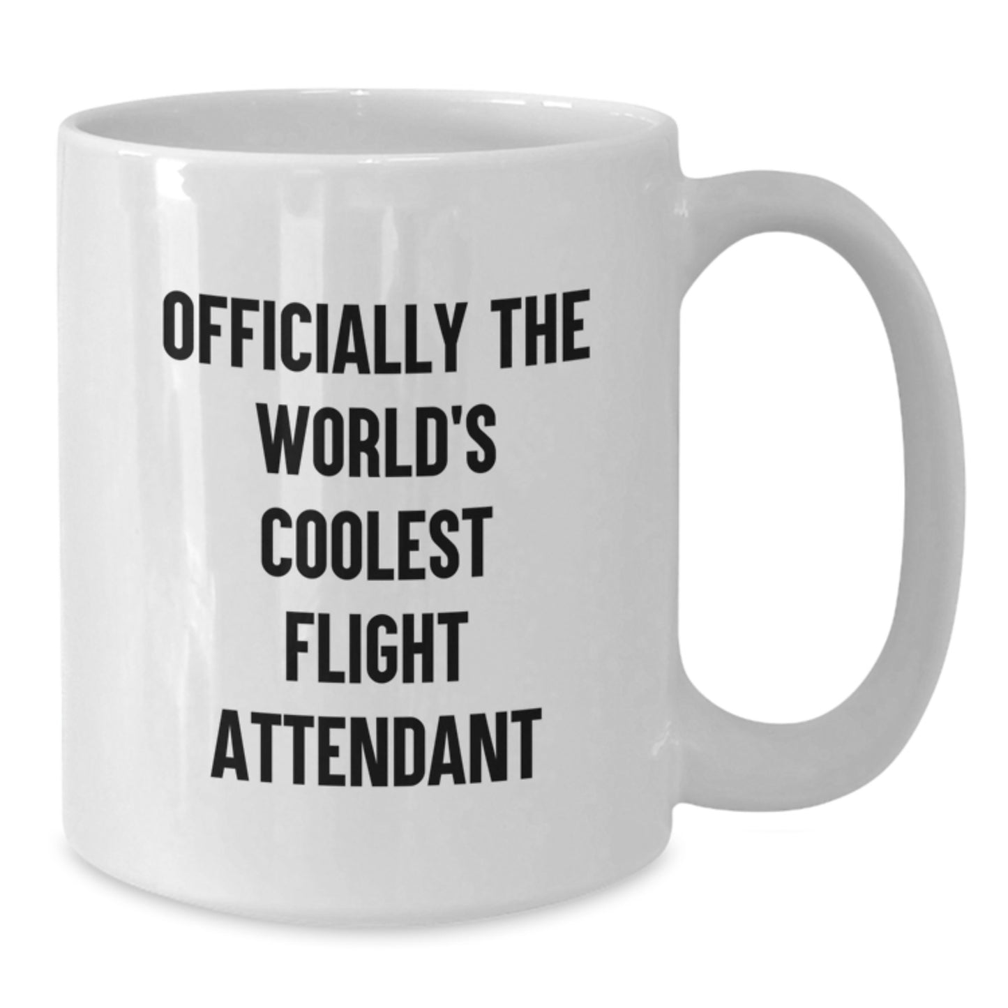 Funny Flight Attendant Gifts from Friends - White Ceramic Coffee Mug for Graduation Celebration - 'Officially The World's Coolest Flight Attendant' - Additional