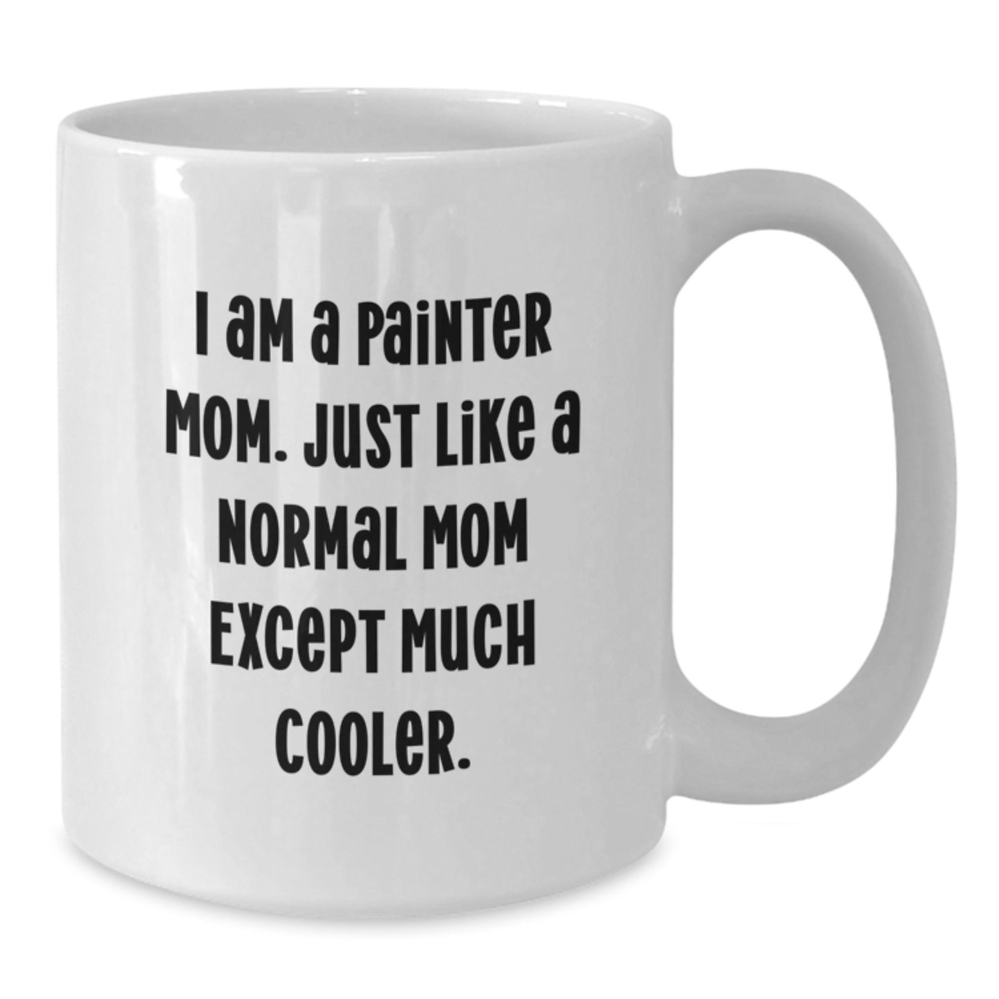 Funny Painter Mom Gifts - White Coffee Mug, I Am A Painter Mom, Unique Birthday Presents for Painter Friends, Gifts from Mom to Painter, 11oz or 15oz Capacity, Ceramic, Microwave and Dishwasher Safe - Additional
