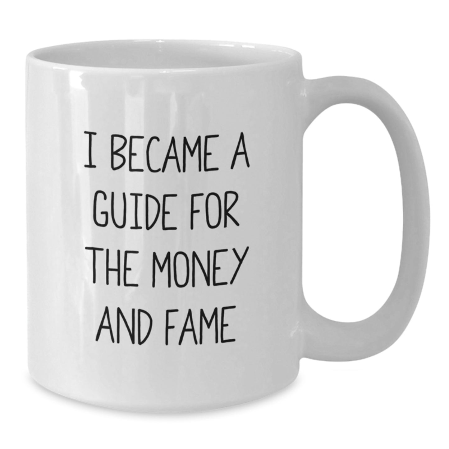 Funny Guide Gifts from Friends, Unique Birthday Presents for Guide, White Coffee Mug - 'I Became A Guide For The Money And Fame' - Additional
