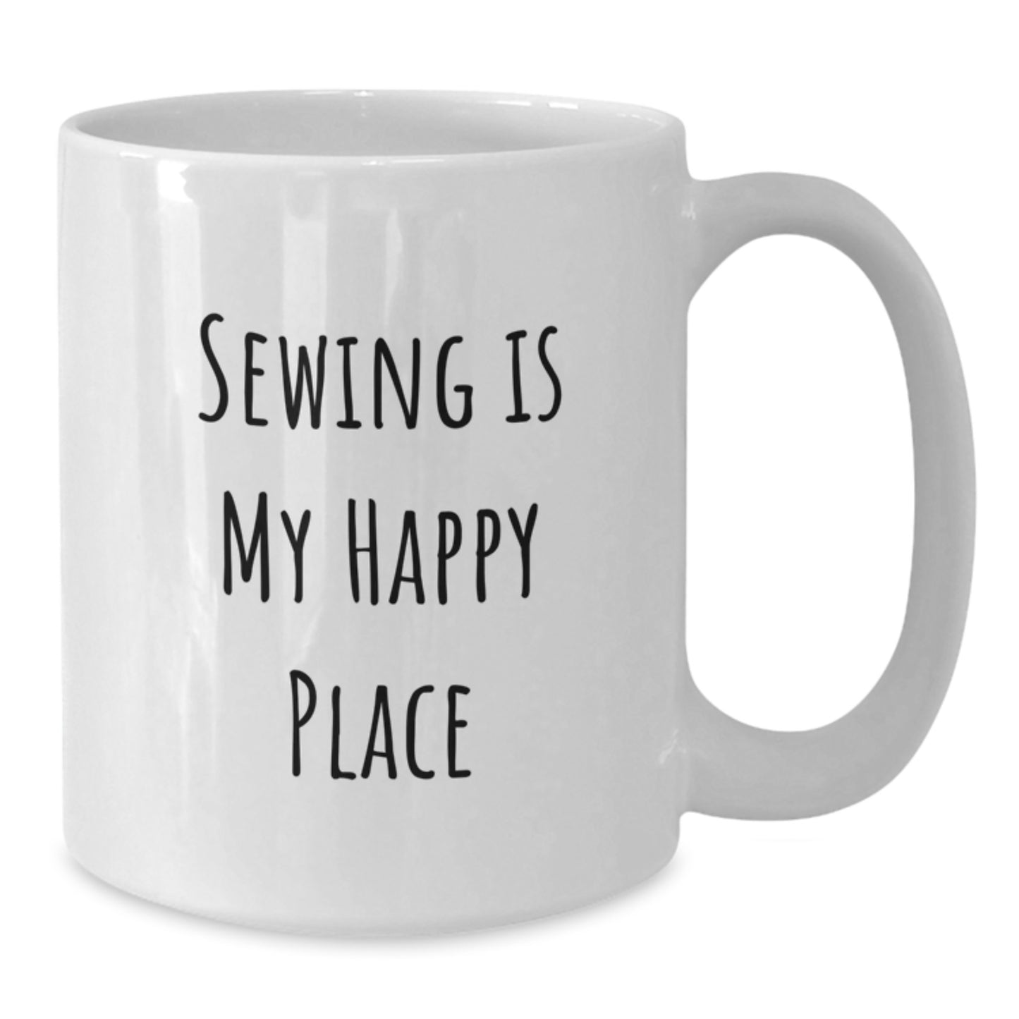 Sewing Gifts for Her, Funny White Coffee Mug, Christmas Unique Gifts from Friends, Inspirational Quote 'Sewing Is My Happy Place' for Sewing Enthusiasts - Additional