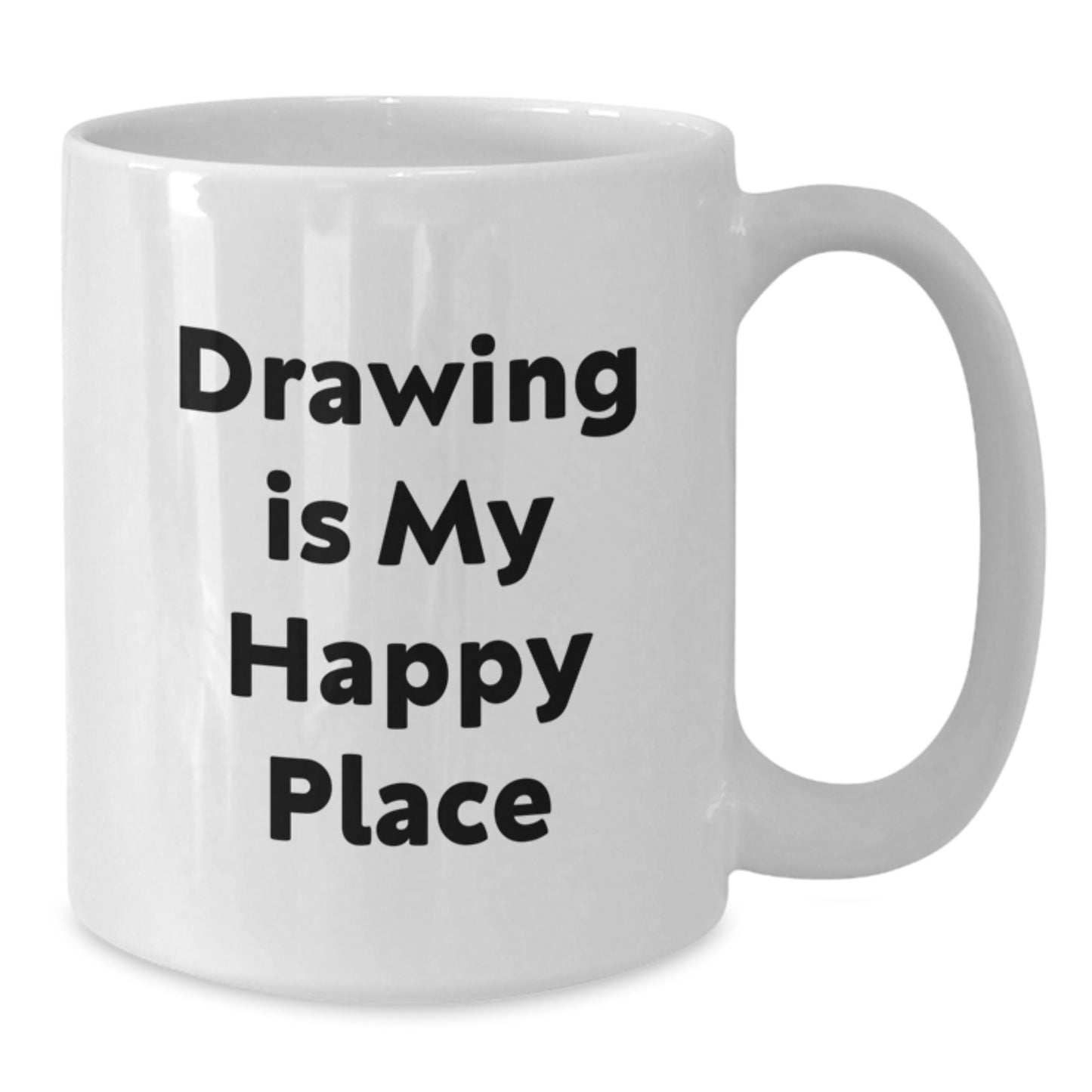 Funny Gifts from Men to Friends who Love Drawing, 'Drawing Is My Happy Place' White Coffee Mug for Valentine's - Additional