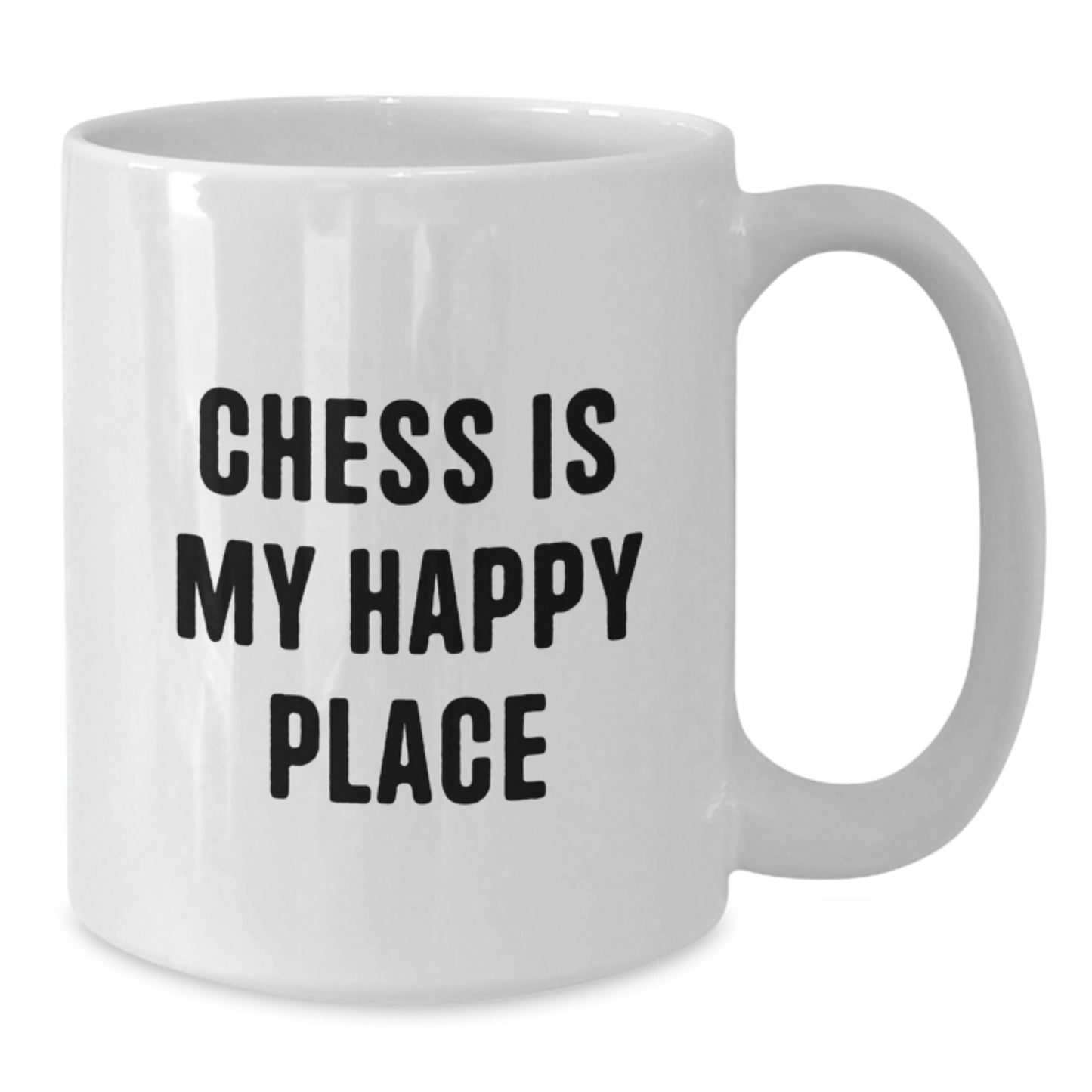 Funny Chess Quotes White Coffee Mug, Gifts for Chess Lovers from Family, Father's Day Unique Mug for Dad, Inspirational 'Chess Is My Happy Place' - Additional