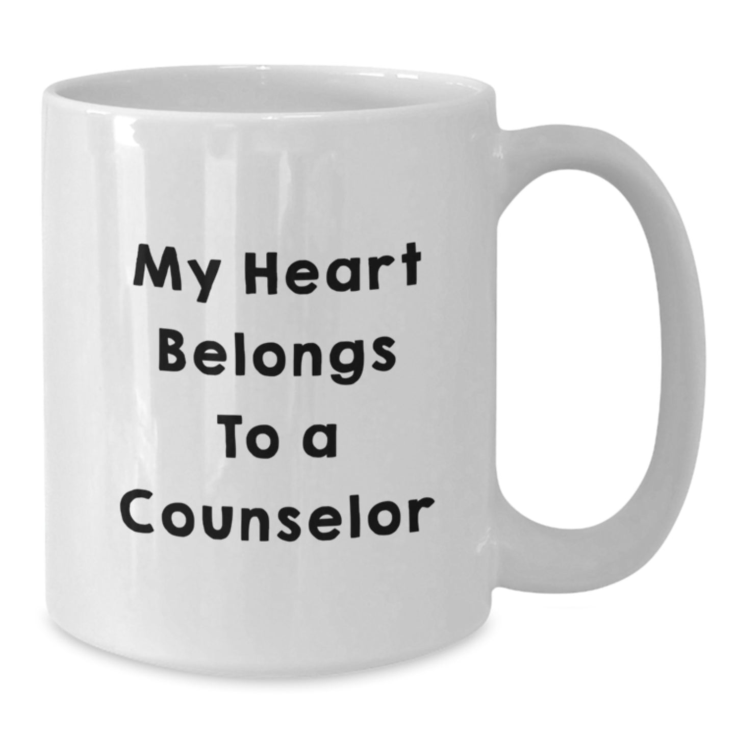 Funny Counselor Gifts from Family for Graduation Unique White Coffee Mug 'My Heart Belongs To A Counselor' - Additional
