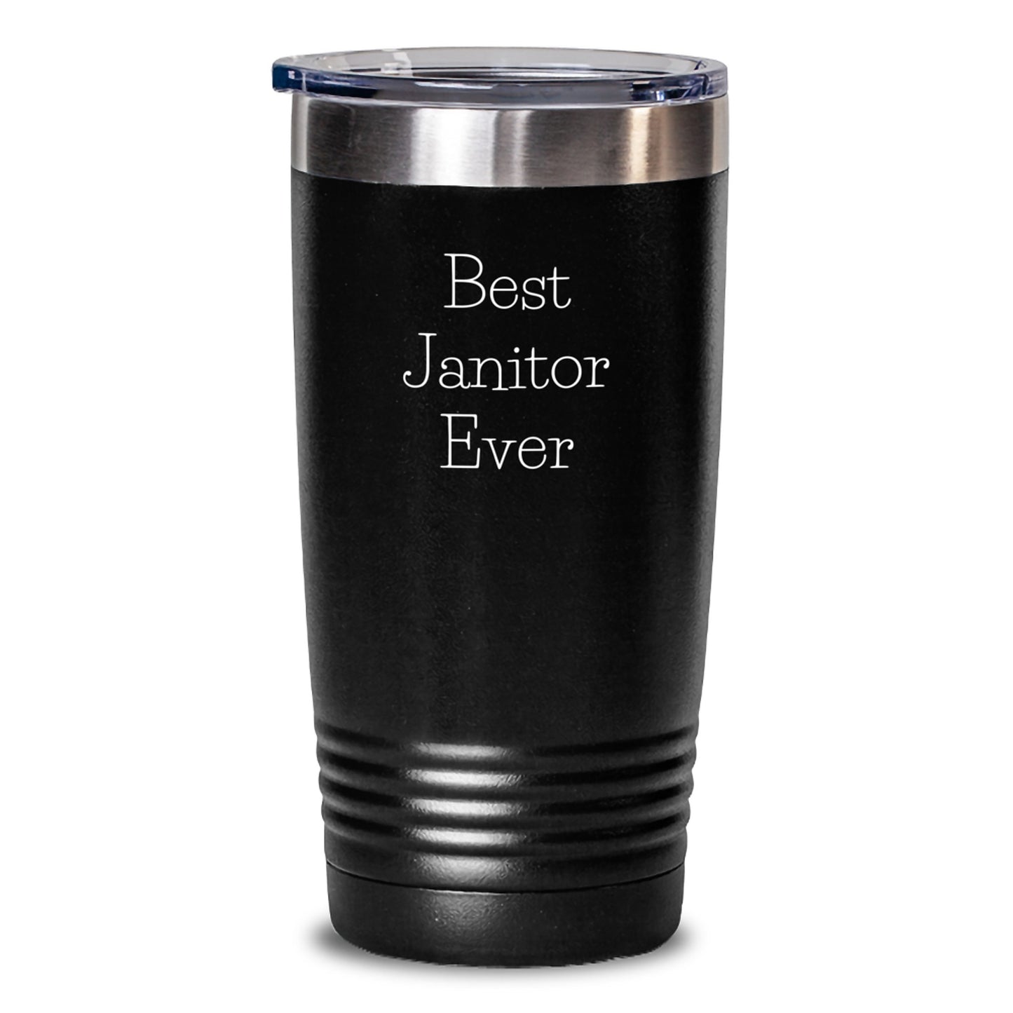 Janitor Gifts from Friends - Best Janitor Ever Tumbler for Graduation, Funny Quote, 20oz or 30oz Capacity, Stainless Steel/Powder Coating, Perfect for Janitor Men or Women - Main