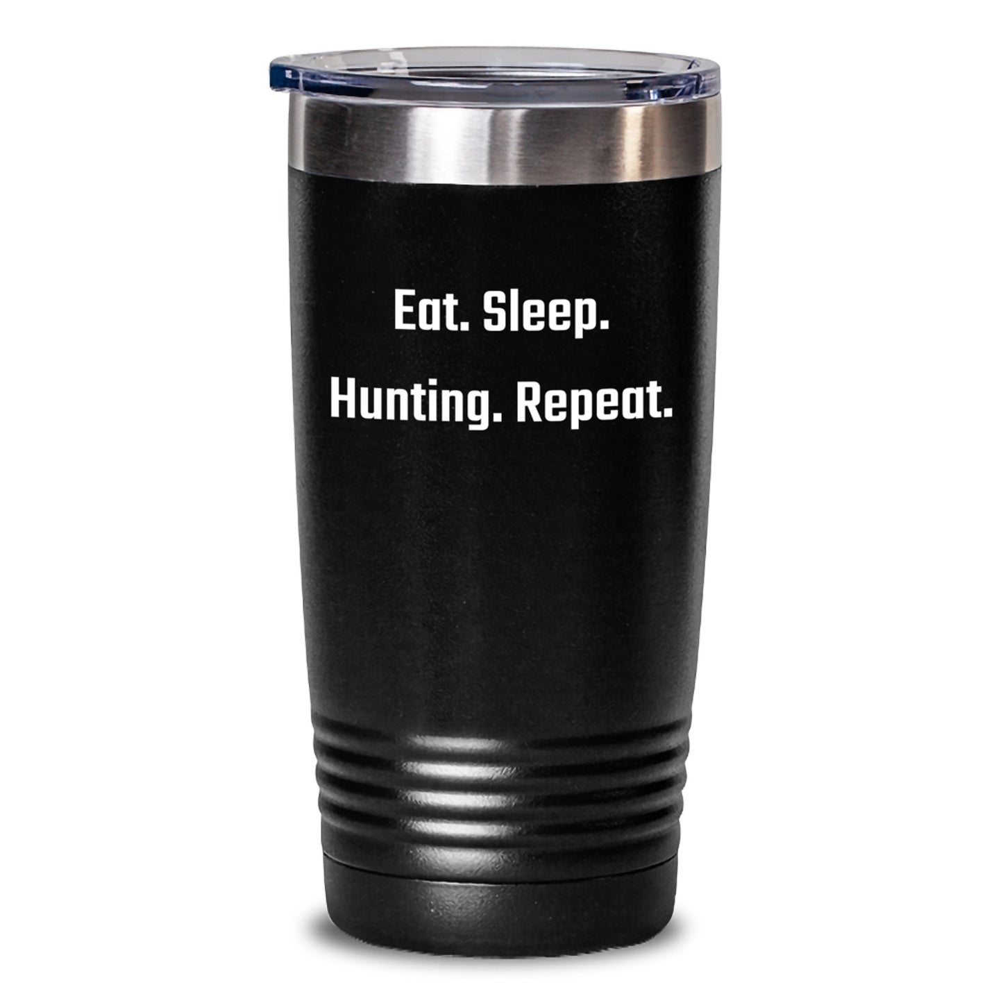 Funny Hunting Gifts from Friends or Family for Men, Women, and Hunting Enthusiasts - Eat. Sleep. Hunting. Repeat. 20oz or 30oz Vacuum-Insulated Tumbler for Hot and Cold Drinks - Main