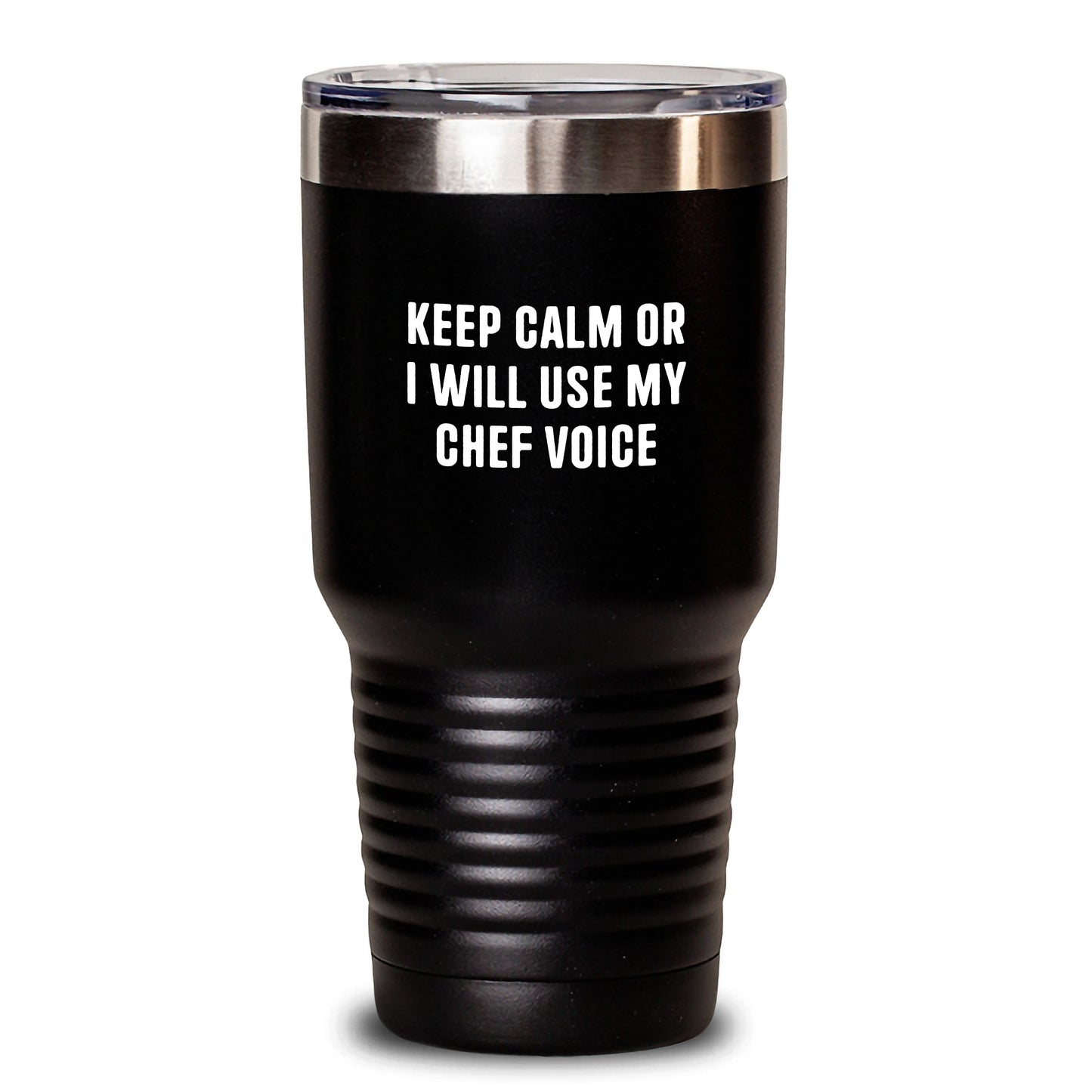 Funny Chef Gifts, Birthday Unique Gifts for Chef, Chef Tumbler with 'Keep Calm Or I Will Use My Chef Voice' Quote - Main