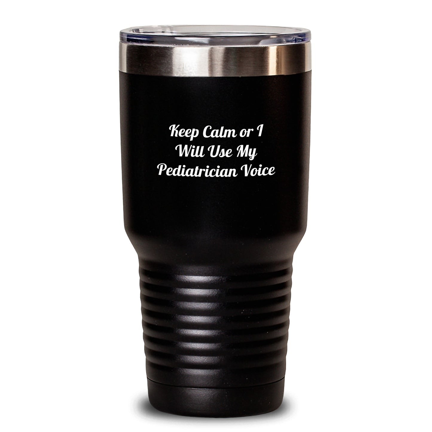 Pediatrician Humor Gifts from Friends Unique Tumblers for Graduation with Keep Calm Or I Will Use My Pediatrician Voice, Funny Tumbler for Men, Women, Family - Main
