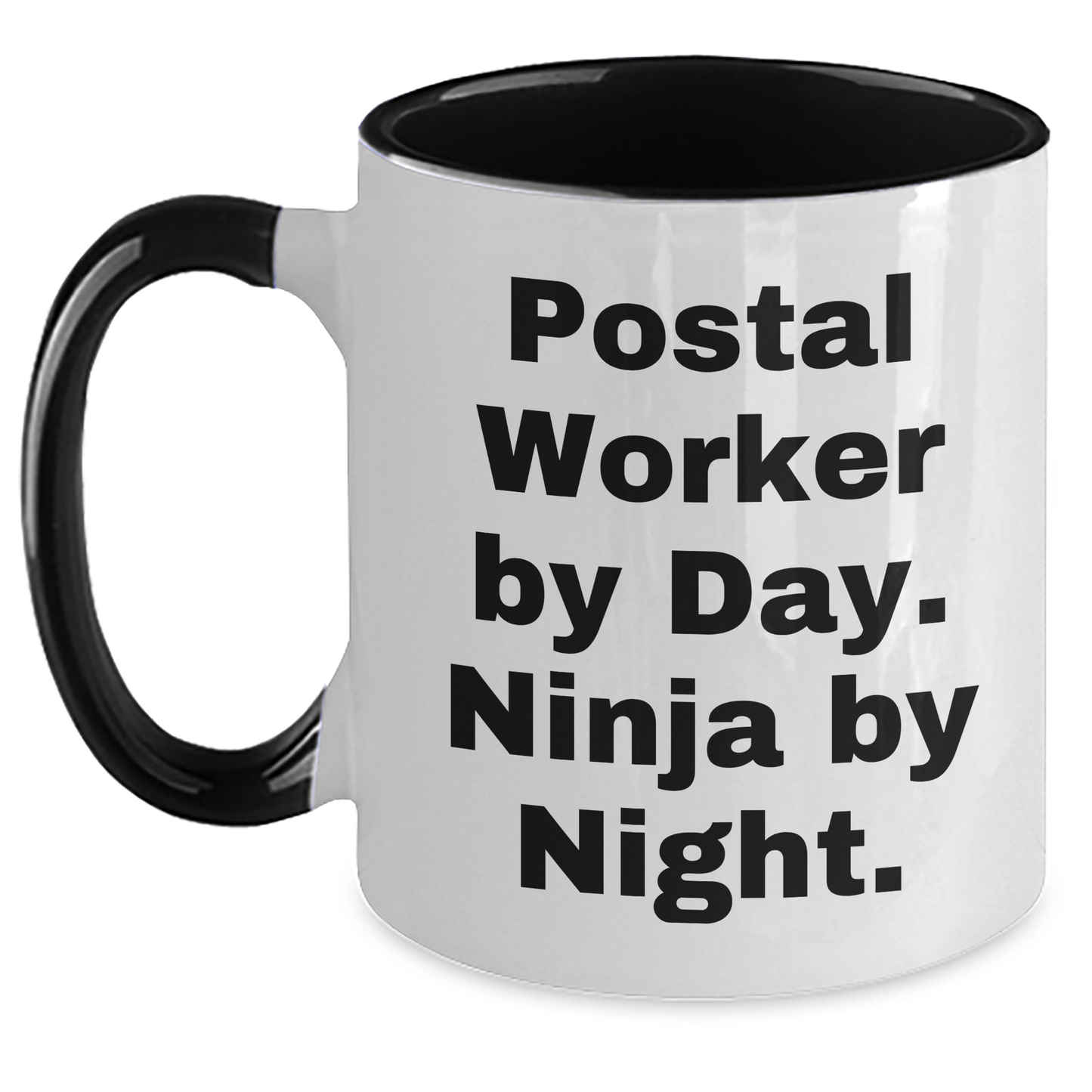 Postal Worker Gifts, Funny Quote, Two Tone Coffee Mug - Gifts from Friends, Family, Coworkers, for Postal Worker By Day, Ninja By Night, Father's Day Unique Gifts - Main