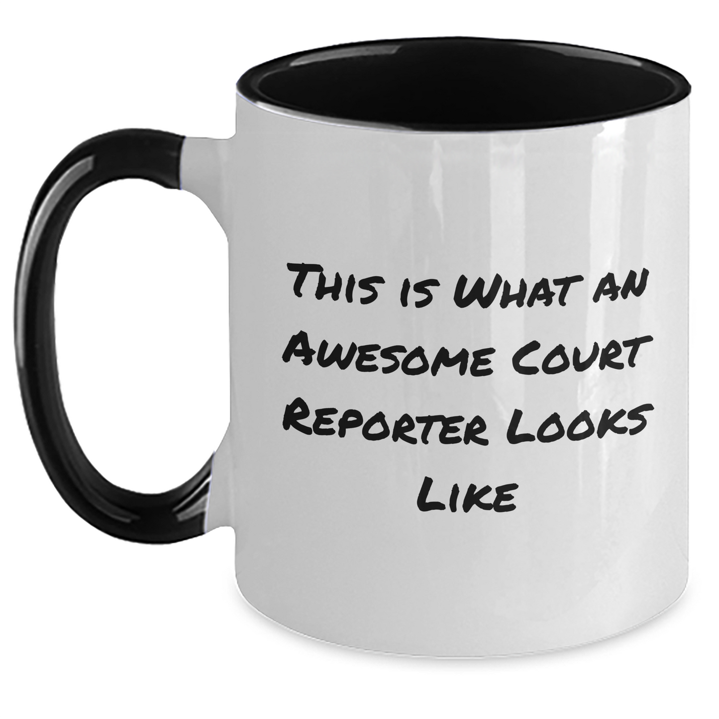 Funny Court Reporter Gifts from Friends, Court Reporter Unique Graduation Gifts, Two Tone Coffee Mug Quote 'This Is What An Awesome Court Reporter Looks Like', Court Reporter Appreciation - Main