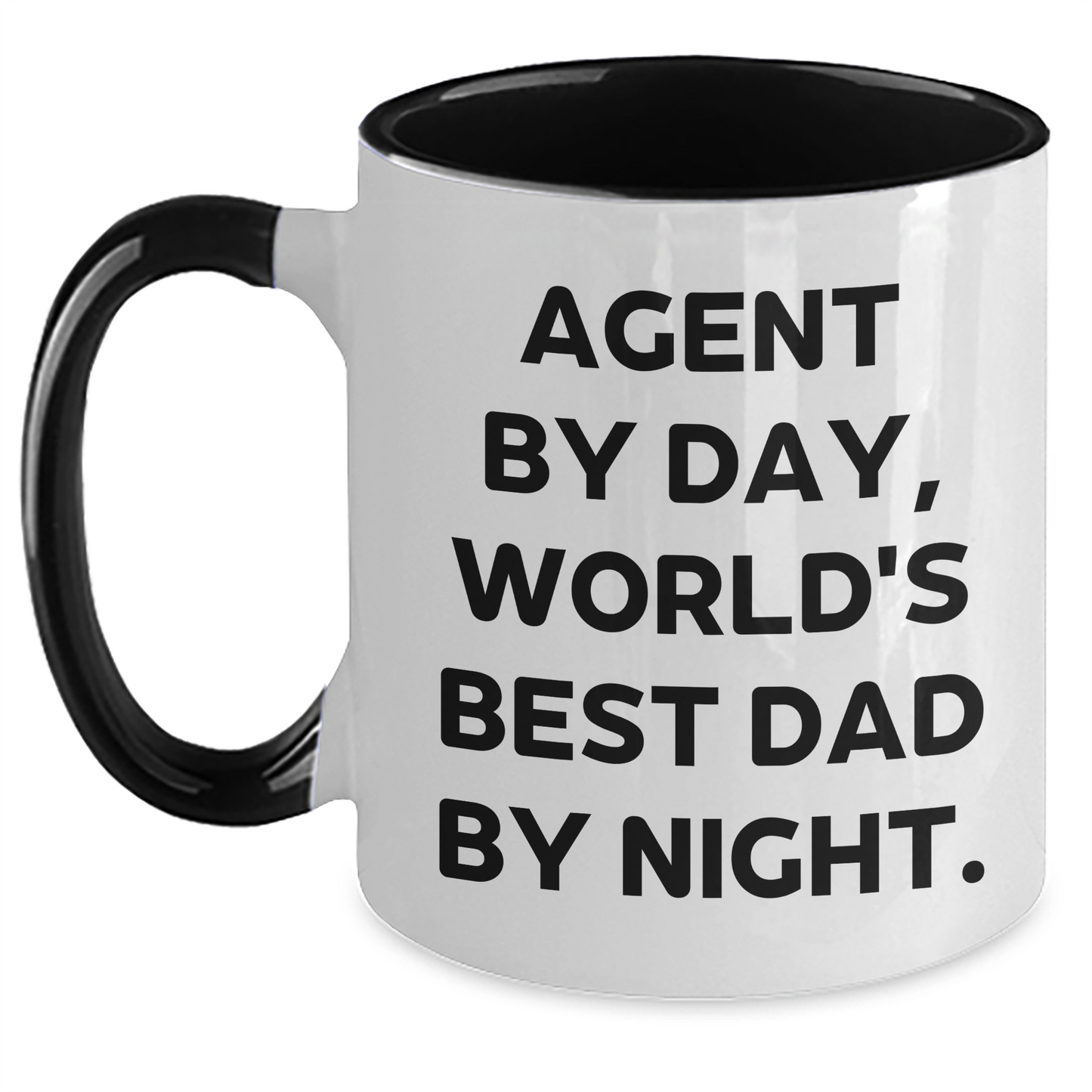 Agent By Day, World's Best Dad By Night - Funny Two Tone Coffee Mug Gifts from Men to Agent on Father's Day - Main