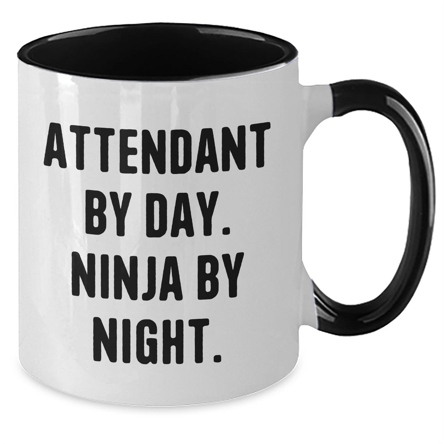 Attendant By Day, Ninja By Night, Funny Two Tone Coffee Mug Gifts for Attendants from Men, Gifts for Attendants on Father's Day - Additional