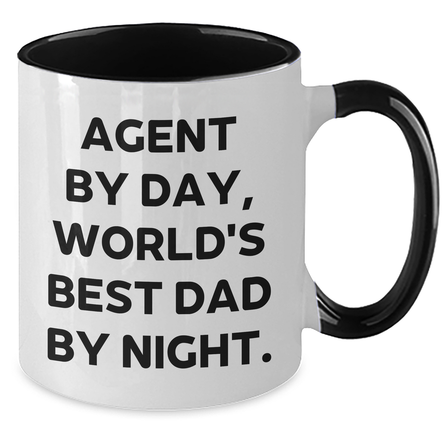 Agent By Day, World's Best Dad By Night - Funny Two Tone Coffee Mug Gifts from Men to Agent on Father's Day - Additional