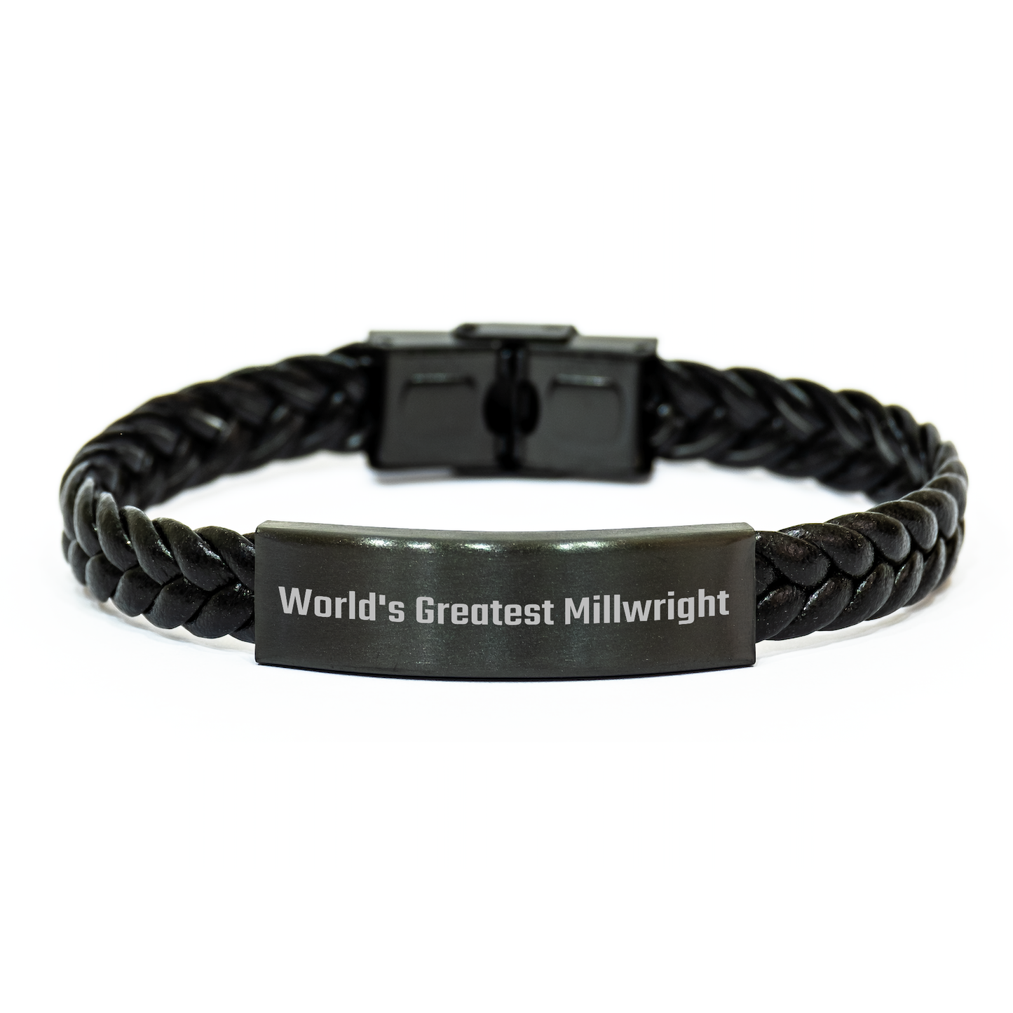 World's Greatest Millwright Inspirational Leather and Stainless Steel Interlaced Gift for Men or Women on Graduation Day, Gifts from Family or Friends - Image 1