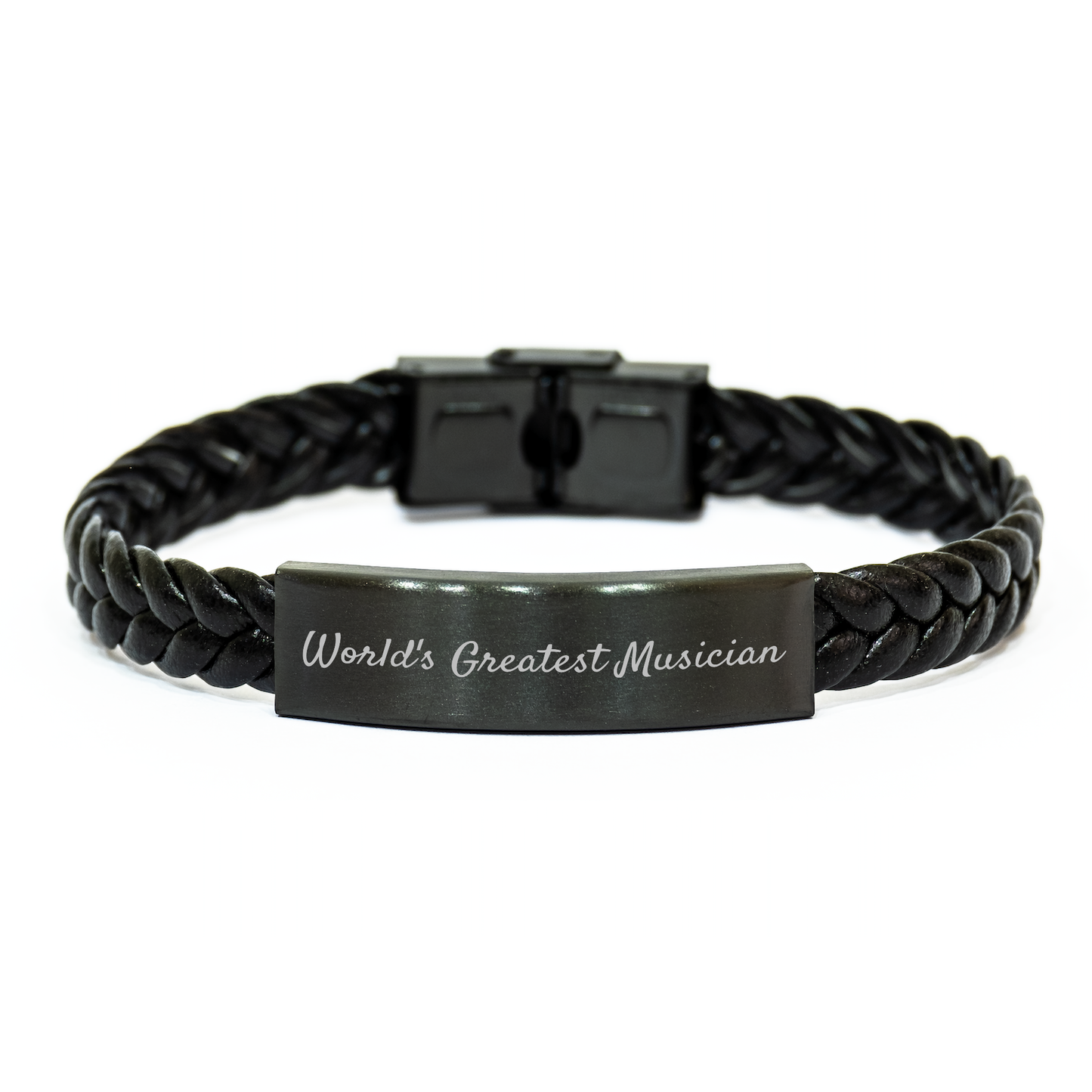 World's Greatest Musician Interlaced Leather Bracelet Gifts for Men Musician Graduation Unique Gifts from Friends - Image 1