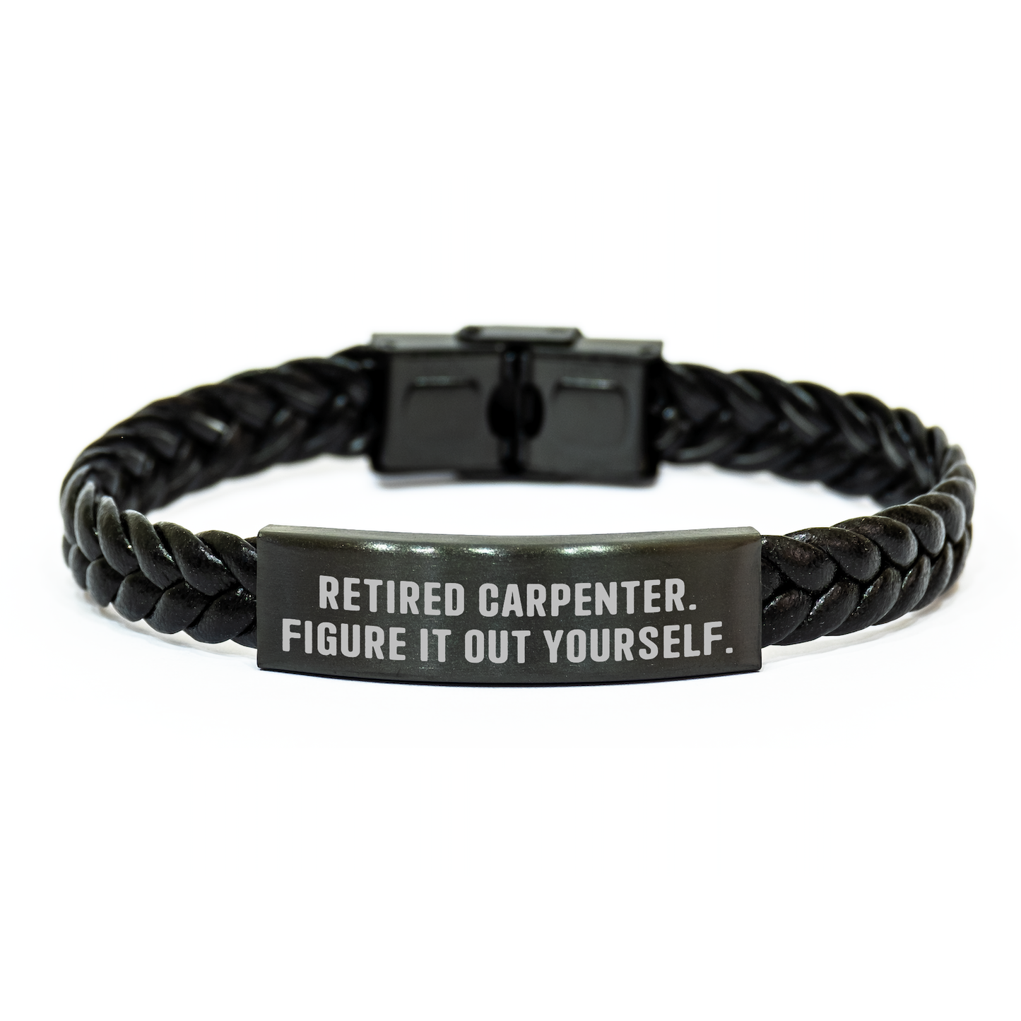 Carpenter Gifts from Friends - Interlaced Leather Bracelet for Men, Funny Quote 'Figure It Out Yourself.' - Graduation Unique Gifts - Image 1