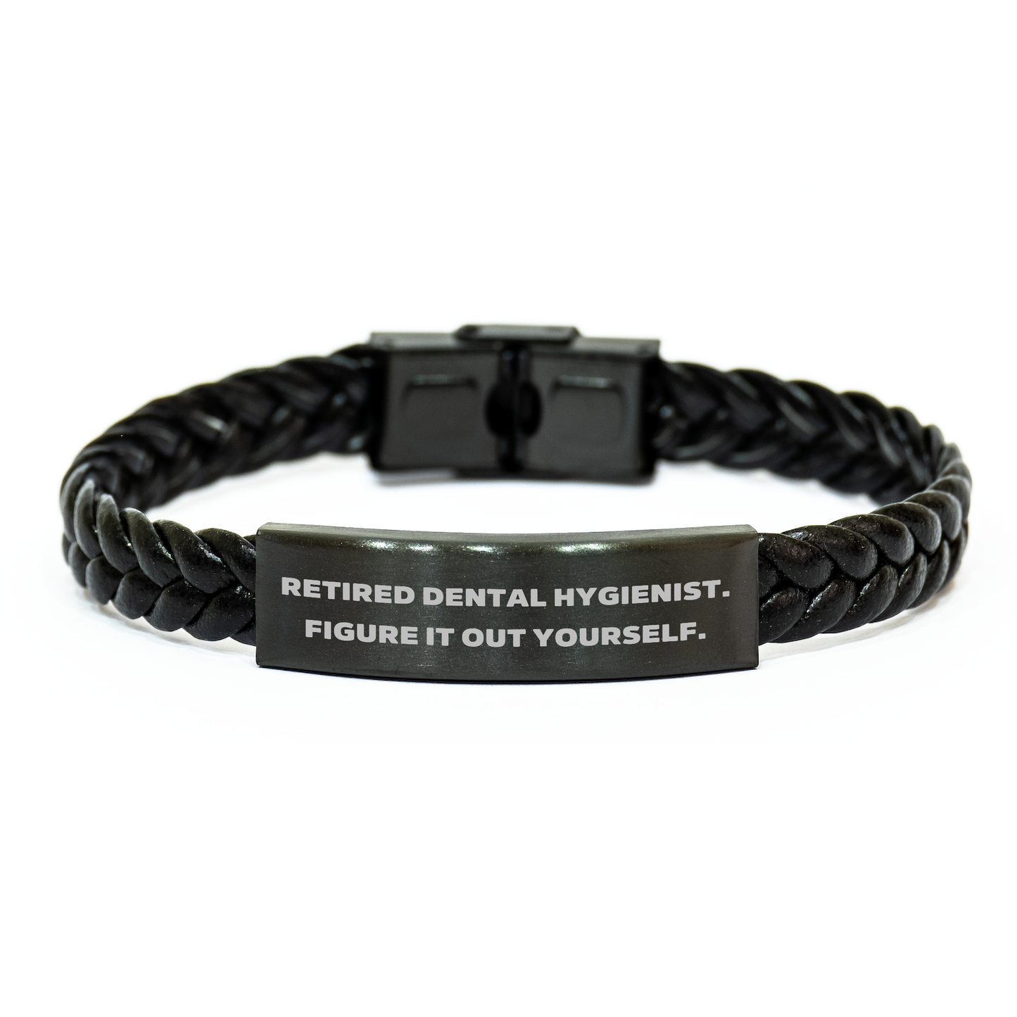 Funny Dental Hygienist Gifts for Her, Interlaced Leather Bracelet with Quote 'Figure It Out Yourself' - Unique Graduation Gift from Friends to Colleagues - Image 1