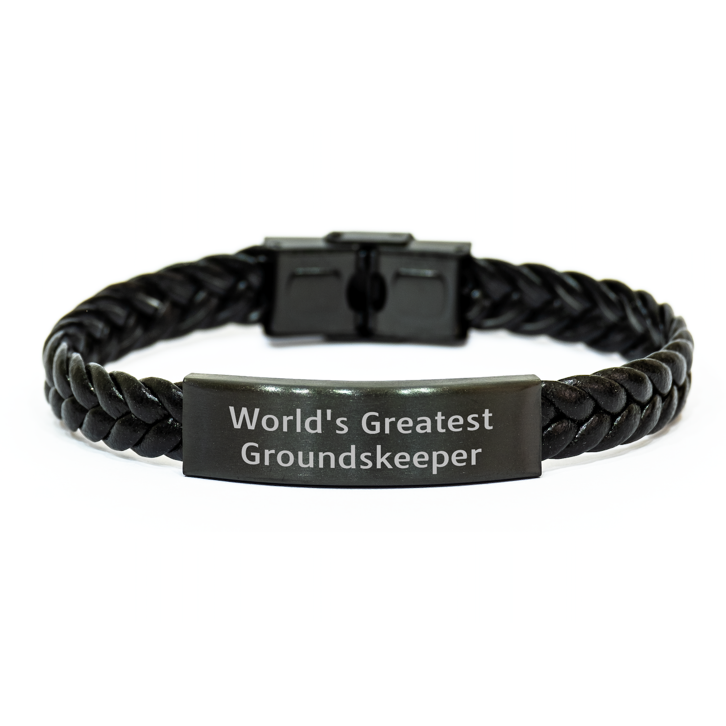 Funny groundskeeper Gifts from Friends for Men - Interlaced Leather Bracelet for Graduation - Image 1