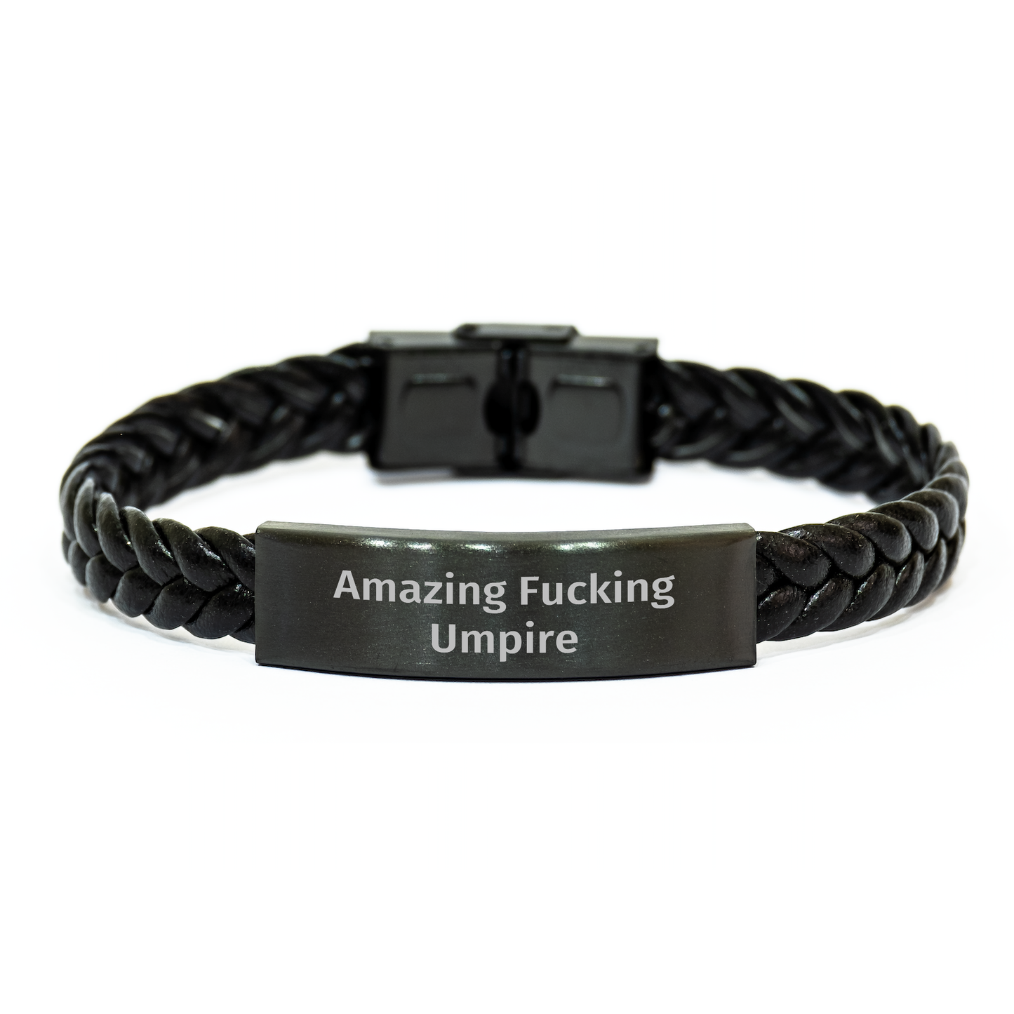 Funny Umpire Gift Ideas, Amazing F--king Umpire Interlaced Leather Bracelet for Men, Women, Friends, Coworkers, Family - Graduation Unique Gifts from Umpire Lovers - Image 1