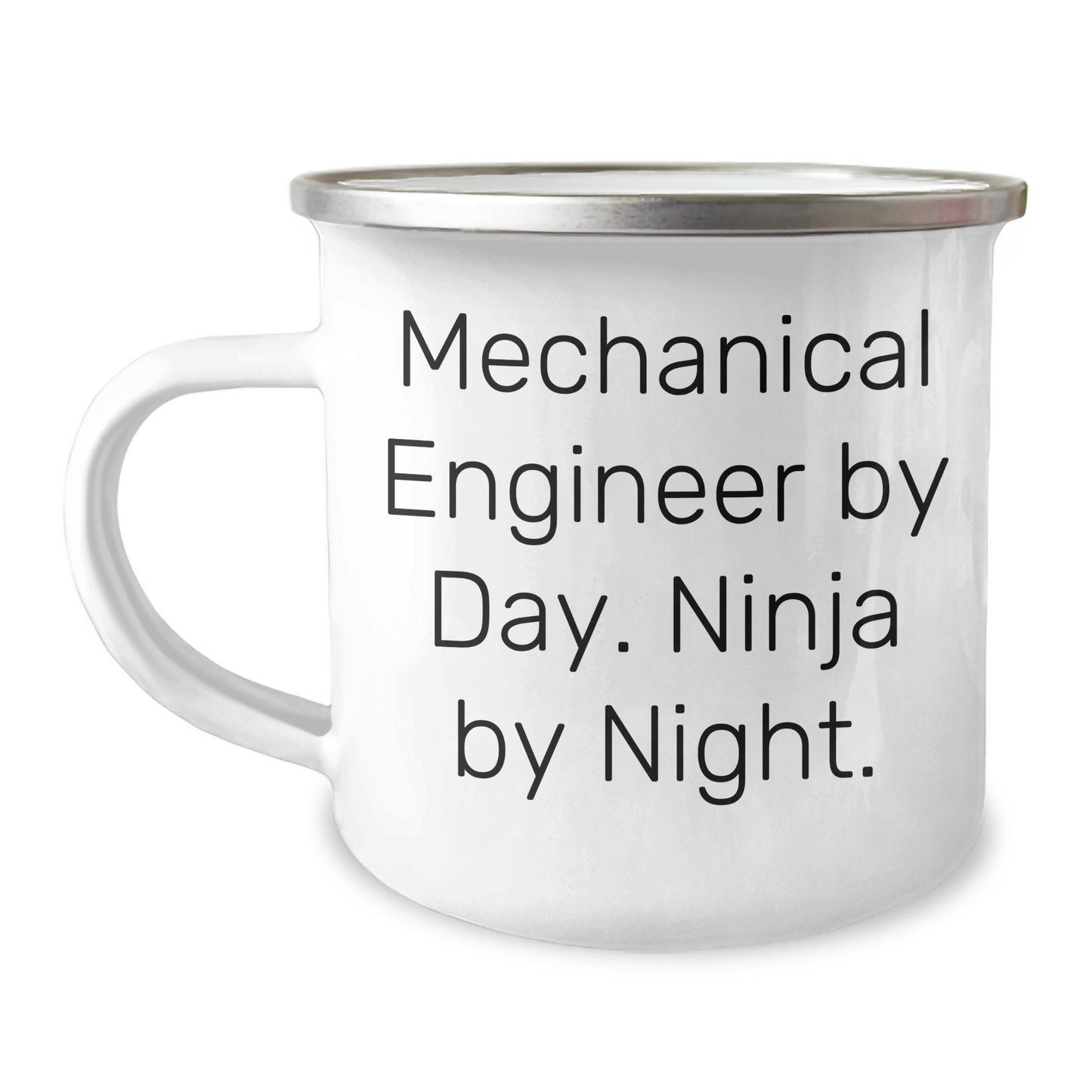 Mechanical Engineer Gifts for Him, Funny Camping Mug for Dad, 'Mechanical Engineer By Day. Ninja By Night.' Enamel Print, Father's Day Unique Gifts from Friends - Image 1