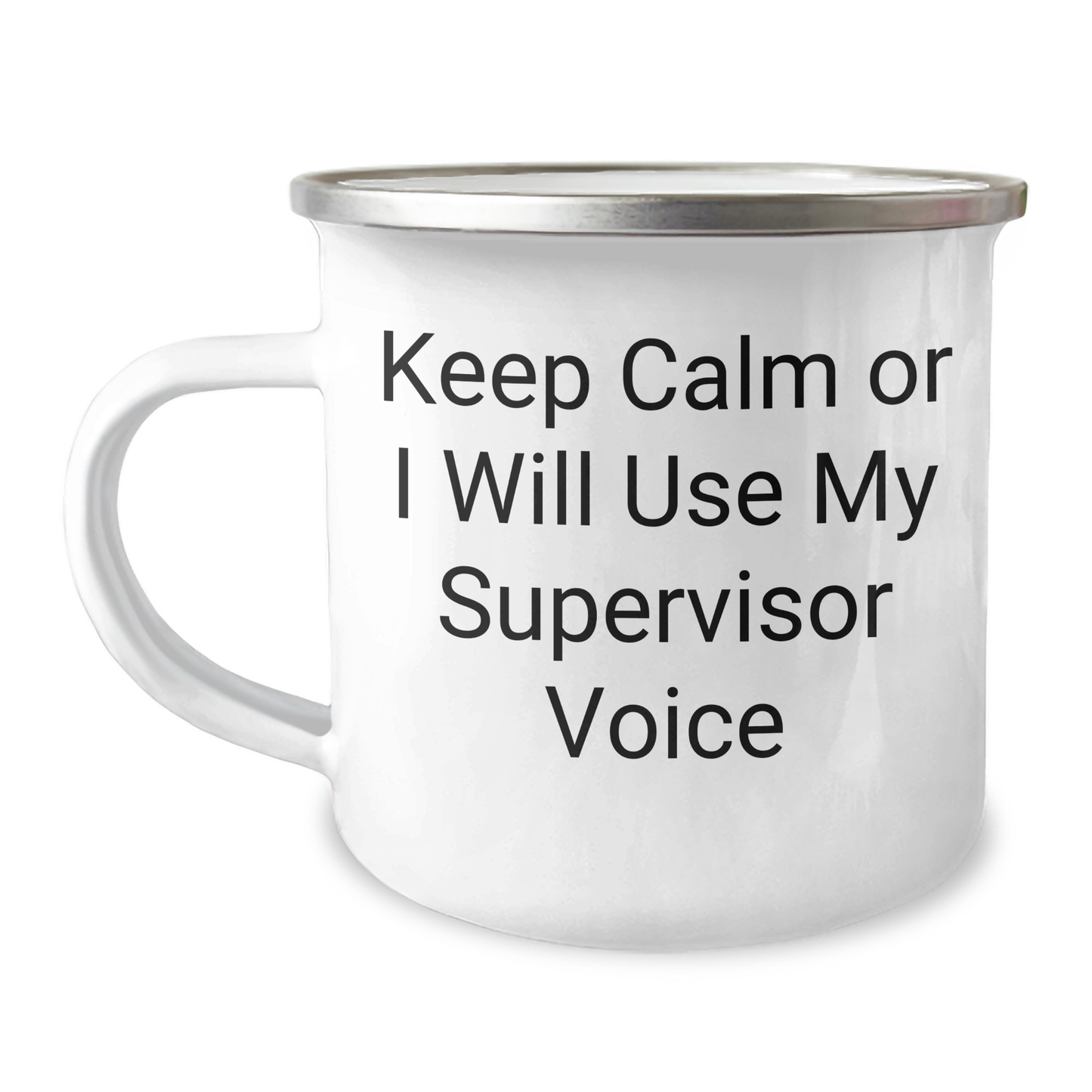 Funny Supervisor Gifts from Friends, Unique Camping Mug for Supervisor with 'Keep Calm Or I Will Use My Supervisor Voice', Perfect Graduation Unique Gifts - Image 1