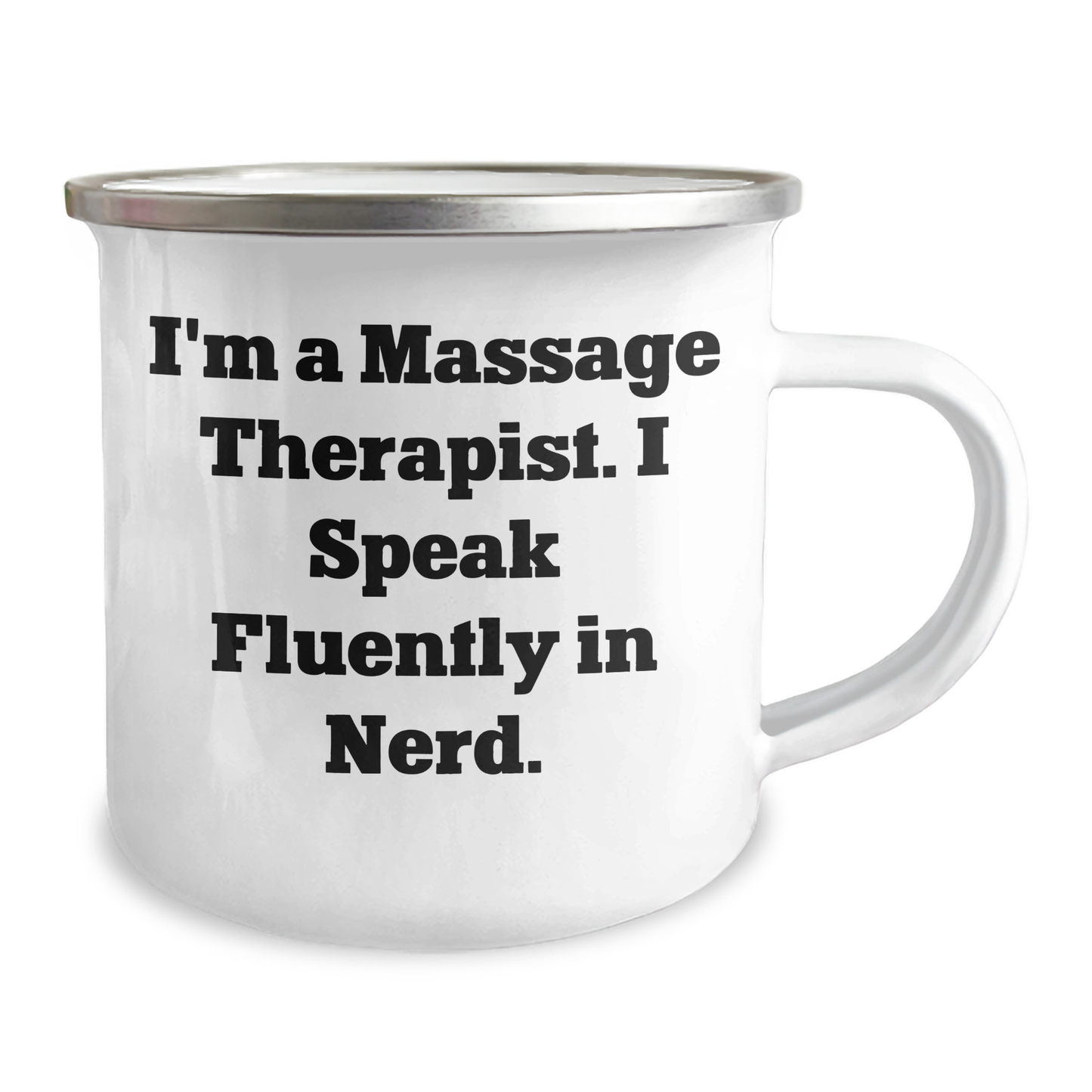 Massage Therapist Gifts from Friends for Graduation - Funny Camping Mug, 'I'm A Massage Therapist. I Speak Fluently In genius.', 12 oz Stainless Steel with Enamel Finish - Image 2