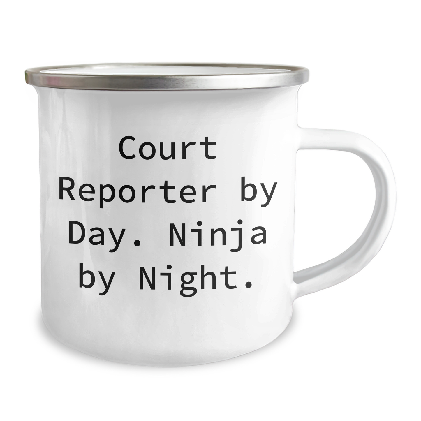 Court Reporter Gifts, Camping Mug for Men, 'Court Reporter By Day. Ninja By Night.' Funny Quote, Father's Day Unique Gifts from Family, Gifts for Court Reporters, 12 oz Stainless Steel Enamel Finish - Image 2