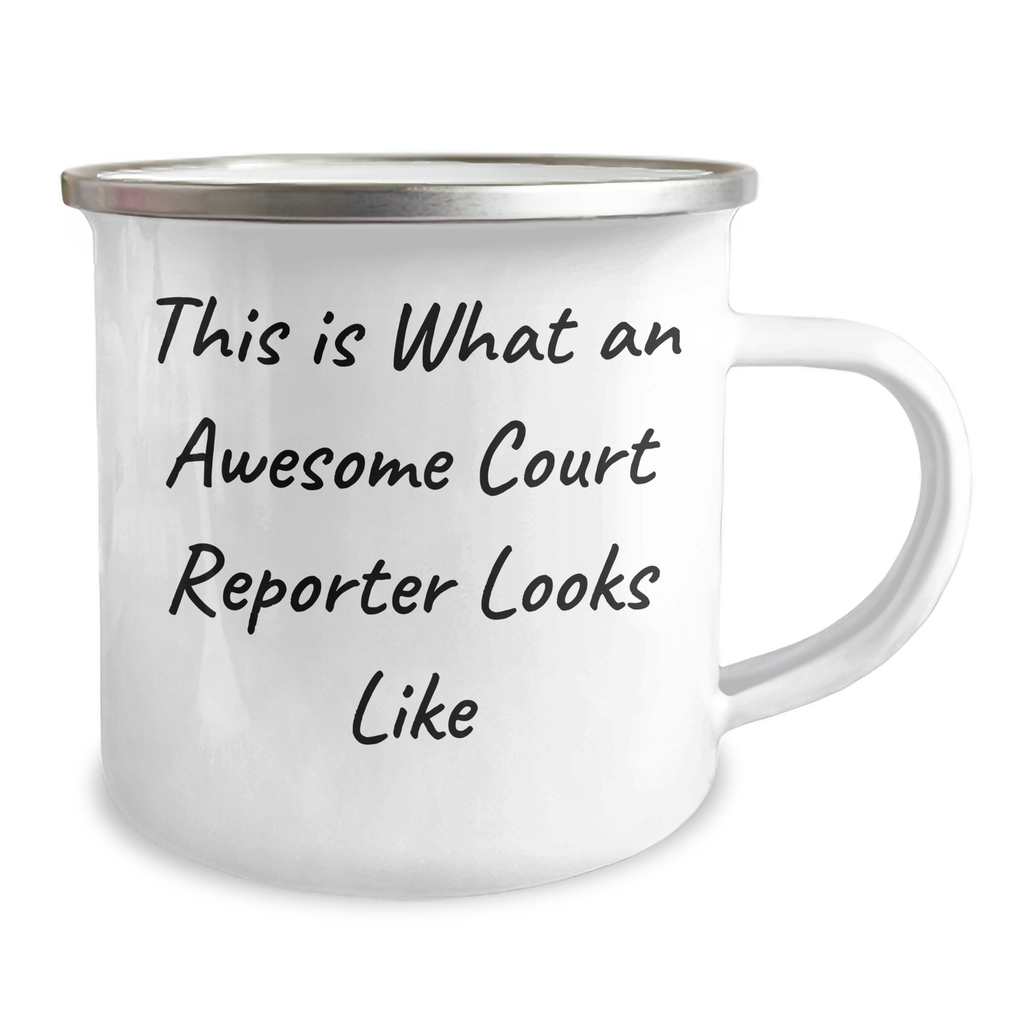 Funny Court Reporter Gifts from Friends for Court Reporter Graduation, This Is What An Awesome Court Reporter Looks Like Camping Mug, 12 oz Stainless Steel with Enamel Finish - Image 2