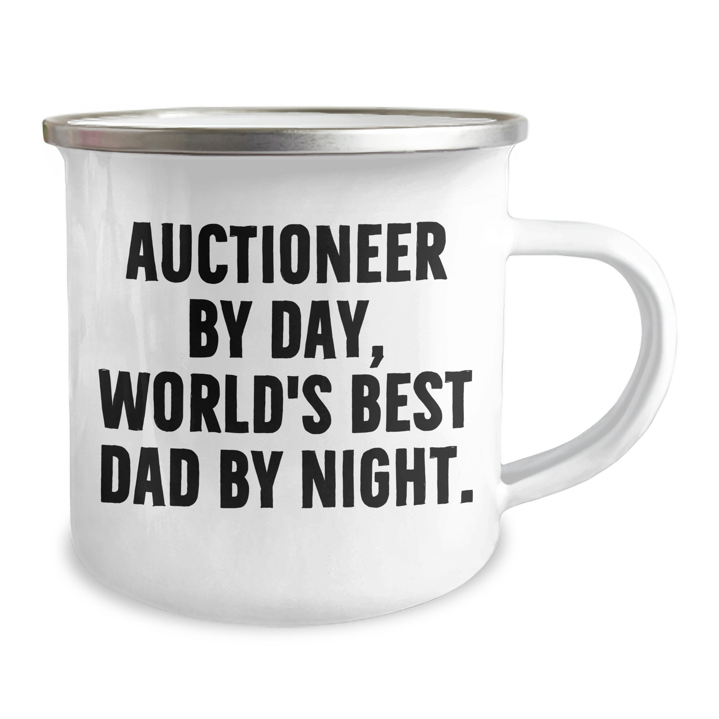 Auctioneer Gifts, Camping Mug for Father's Day, Funny Quote 'Auctioneer by Day, World's Best Dad by Night.' Gifts from Family to Men - Image 2