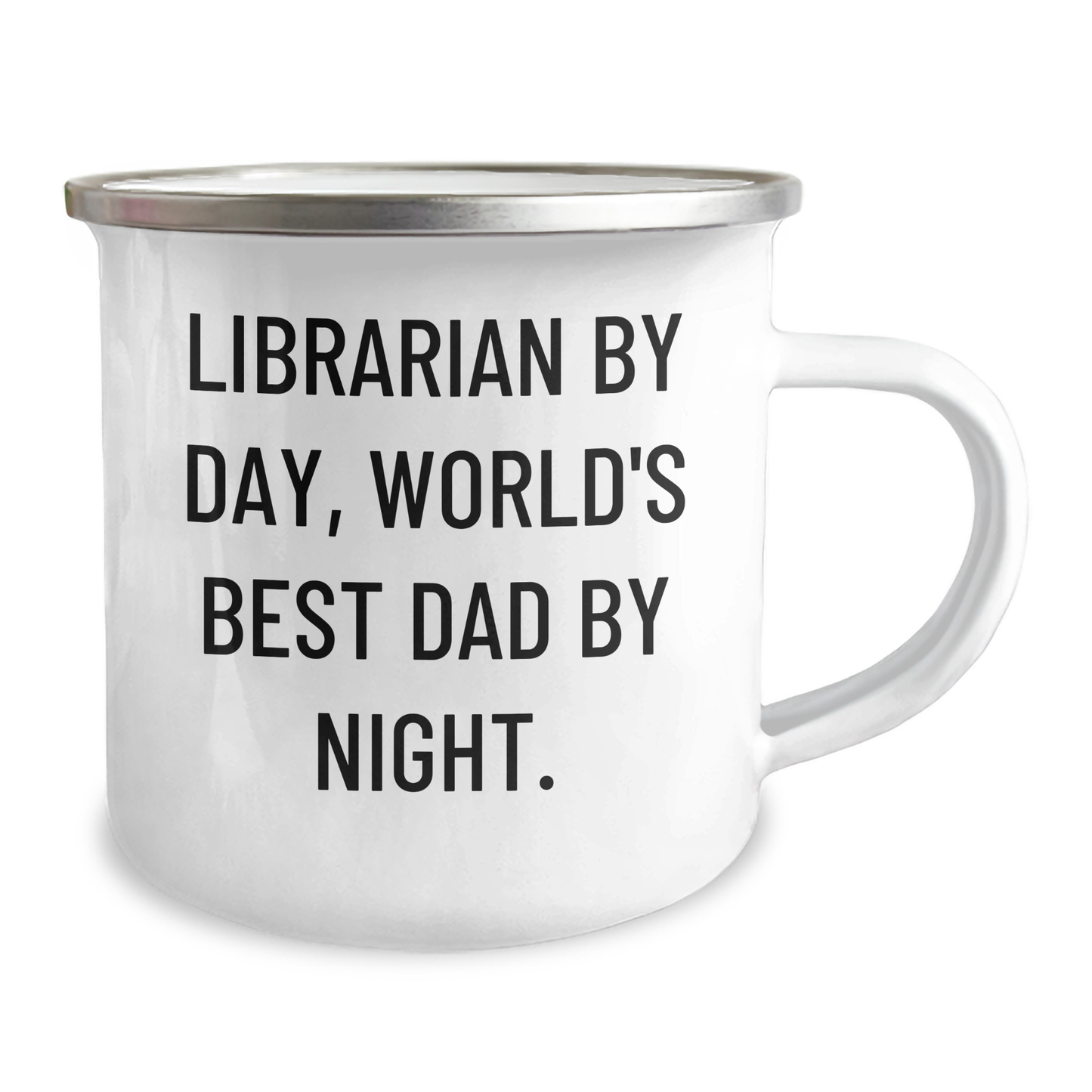 Librarian by Day, World's Best Dad by Night - Funny Graduation Gift for Librarian Friends and Family from Men - 12 oz Stainless Steel Camping Mug - Image 2