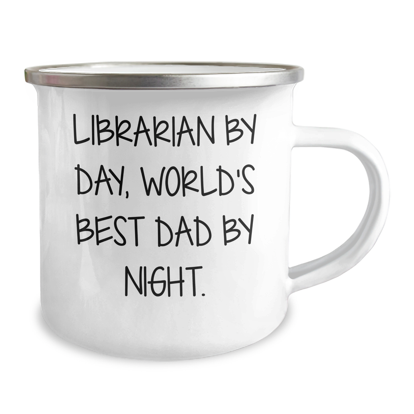 Librarian Gifts for Graduation - 'Librarian By Day, World's Best Dad By Night.' Camping Mug, Funny Quote on Stainless Steel with Enamel Finish, Gifts from Dad for Librarian - Image 2