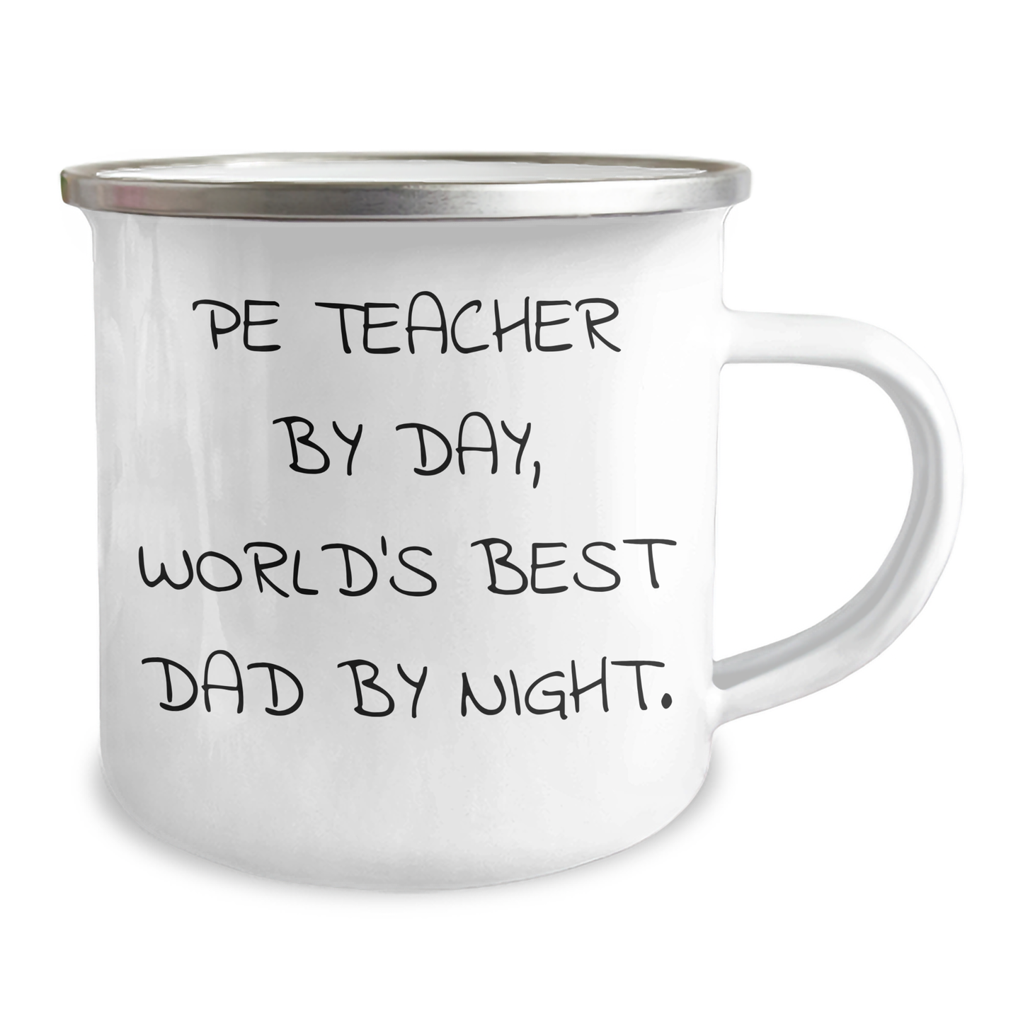 PE Teacher By Day, World's Best Dad By Night. Funny Camping Mug for Dad's Unique Gifts, PE Teacher Appreciation Day, Father's Day Unique Gifts from Family - Image 2