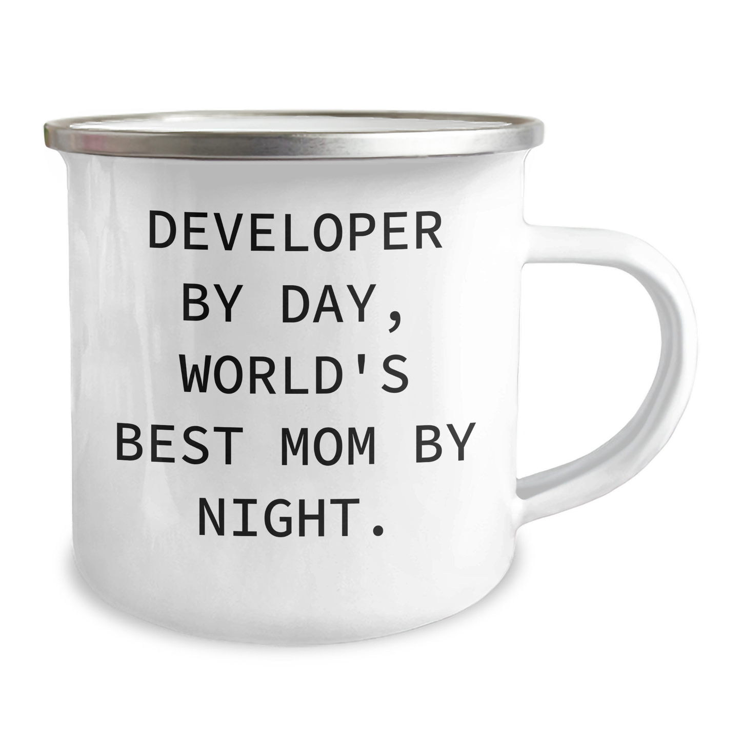 Developer Gifts for Father's Day - Camping Mug, 'Developer By Day, World's Best Mom By Night.', Funny Quote, Gifts from Family to Developer - Image 2