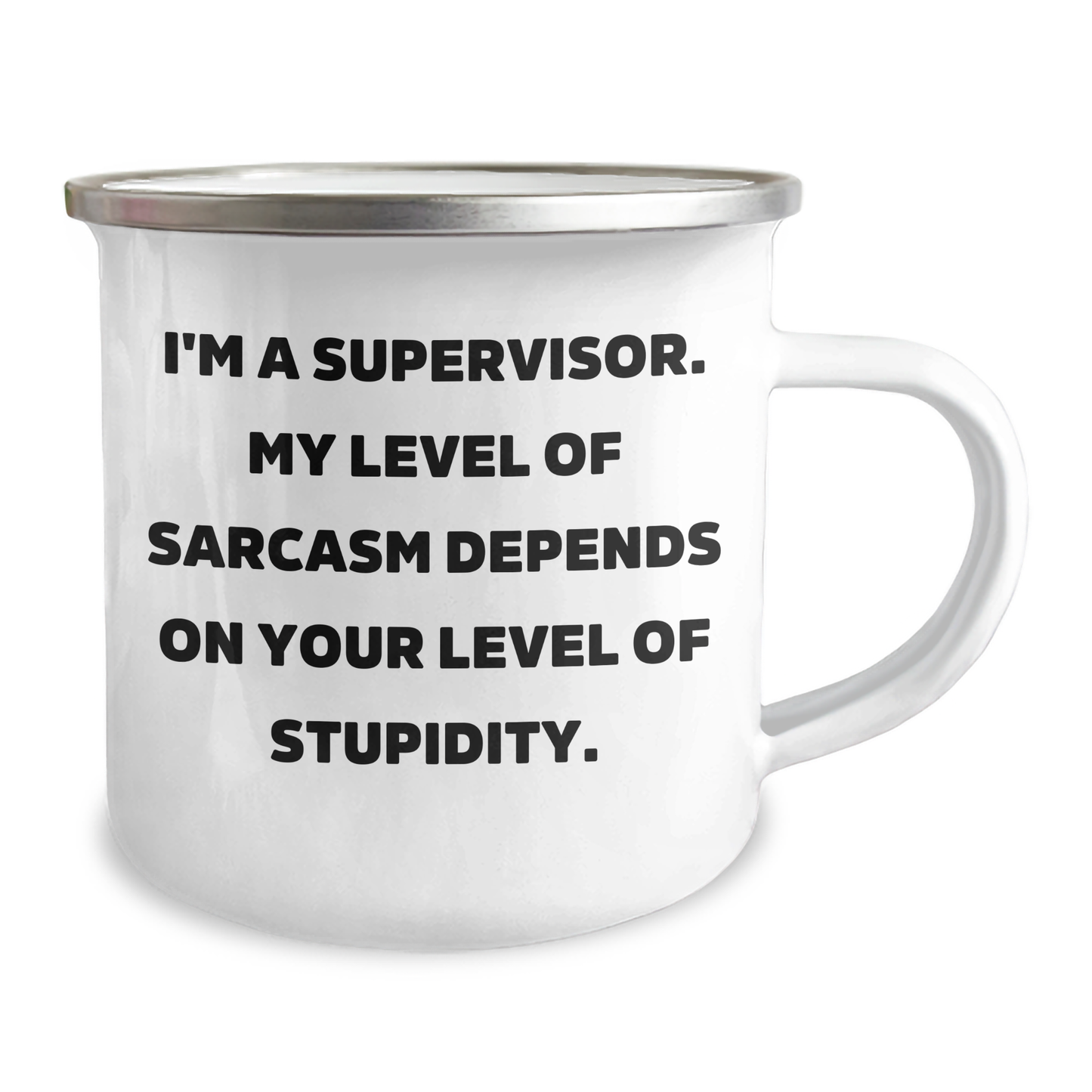 Funny Supervisor Gifts for Men from Friends on Graduation Unique Gifts, 'I'm a Supervisor, My Level of Sarcasm Depends on Your Level of Stupidity' Camping Mug - Image 2