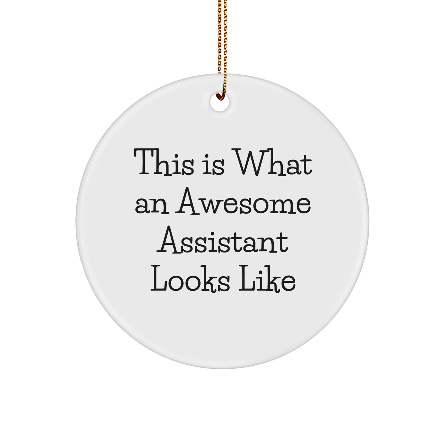 Funny Christmas Unique Gifts from Friends for Awesome Assistant Circle Ornament 'This Is What An Awesome Assistant Looks Like' - Image 1