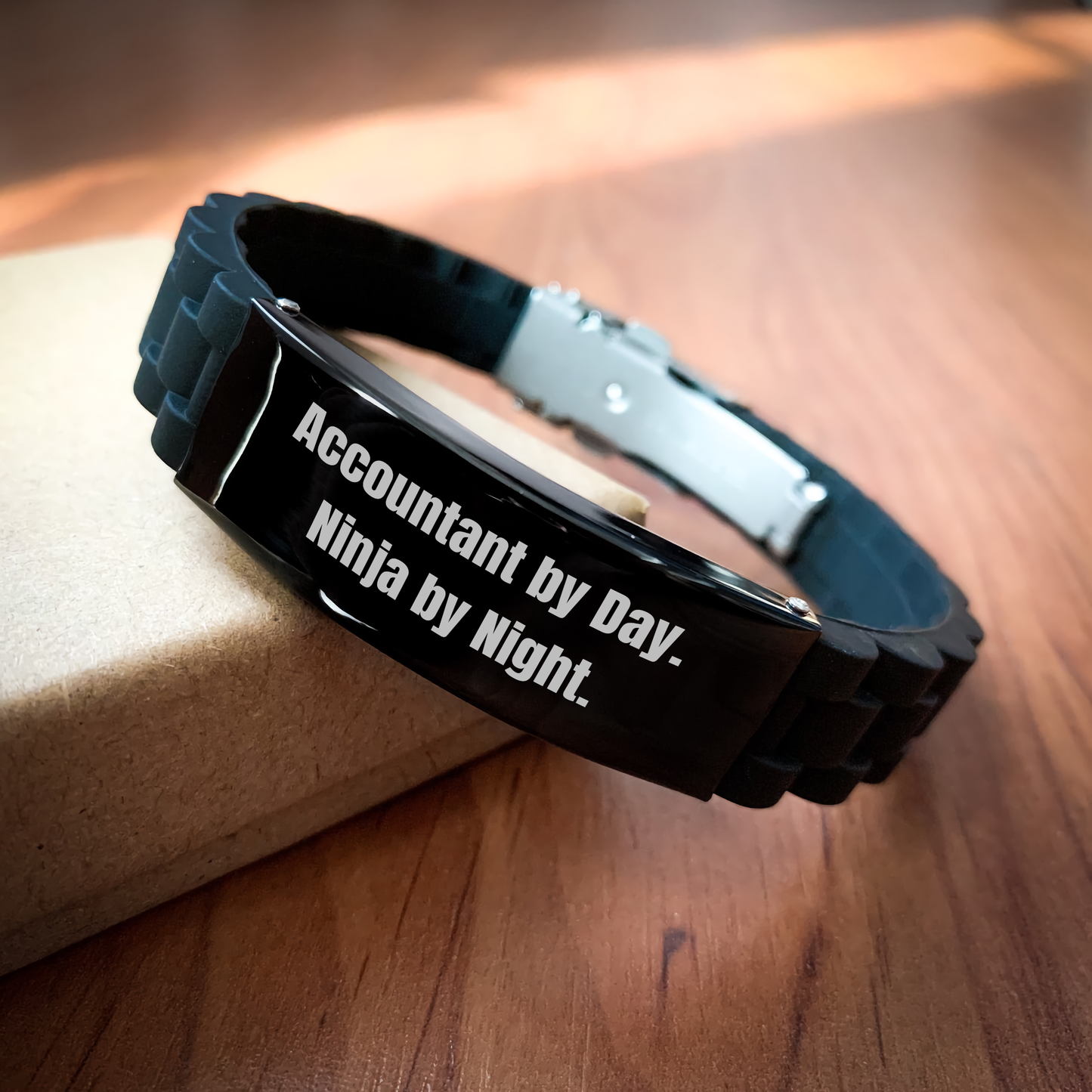Accountant By Day. Ninja By Night. Funny Glide lock Clasp Bracelet for Dad - Gifts from Men to Accountant Fathers on Father's Day - Image 2