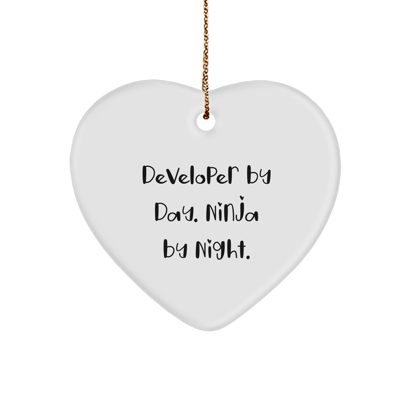 Developer Gifts from Friends - 'Developer By Day. Ninja By Night.' Heart Ornament for Christmas - Image 1