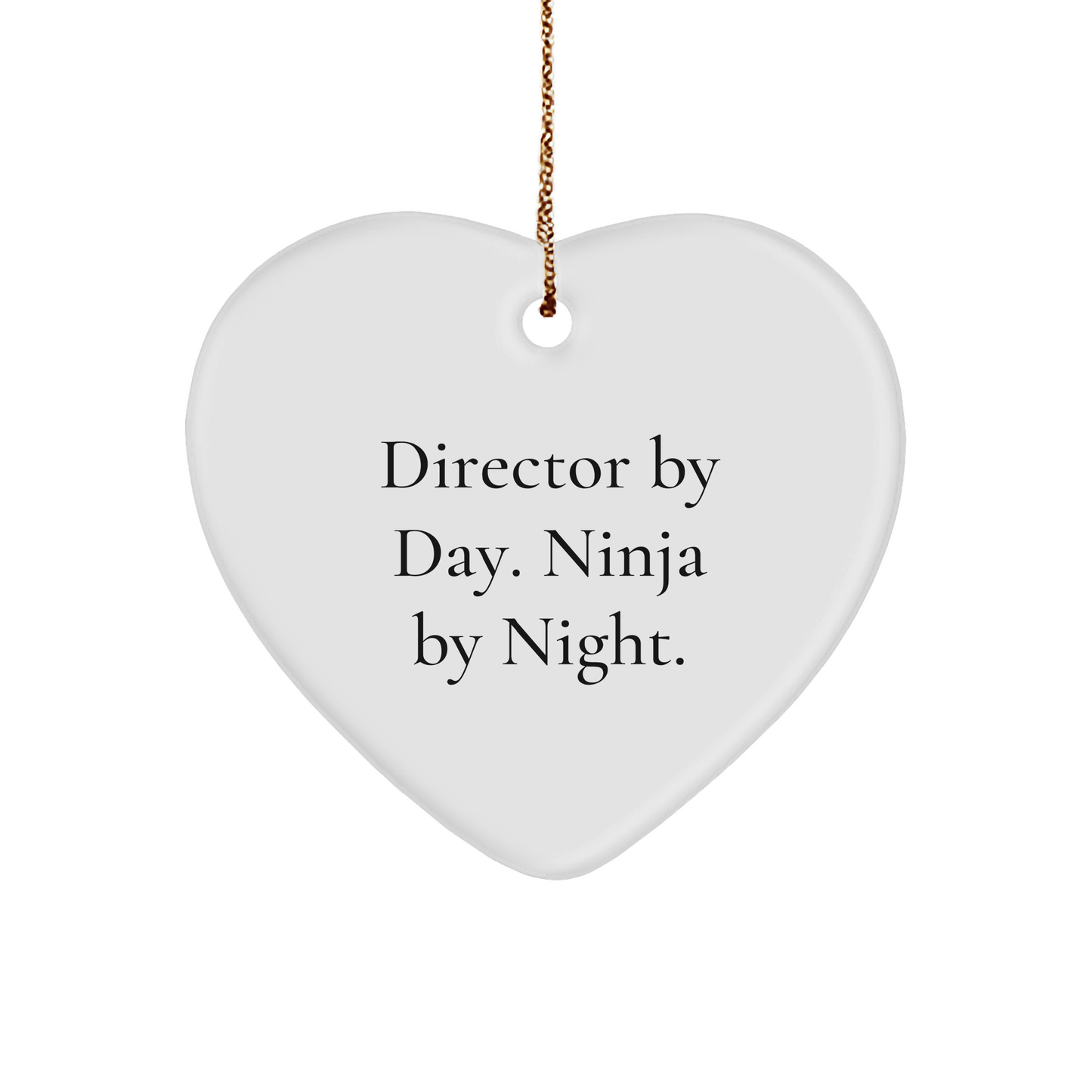Director Gifts, Heart Ornament, Funny Quote, 'Director By Day. Ninja By Night.' Gifts from Men to Coworkers for Christmas - Image 1