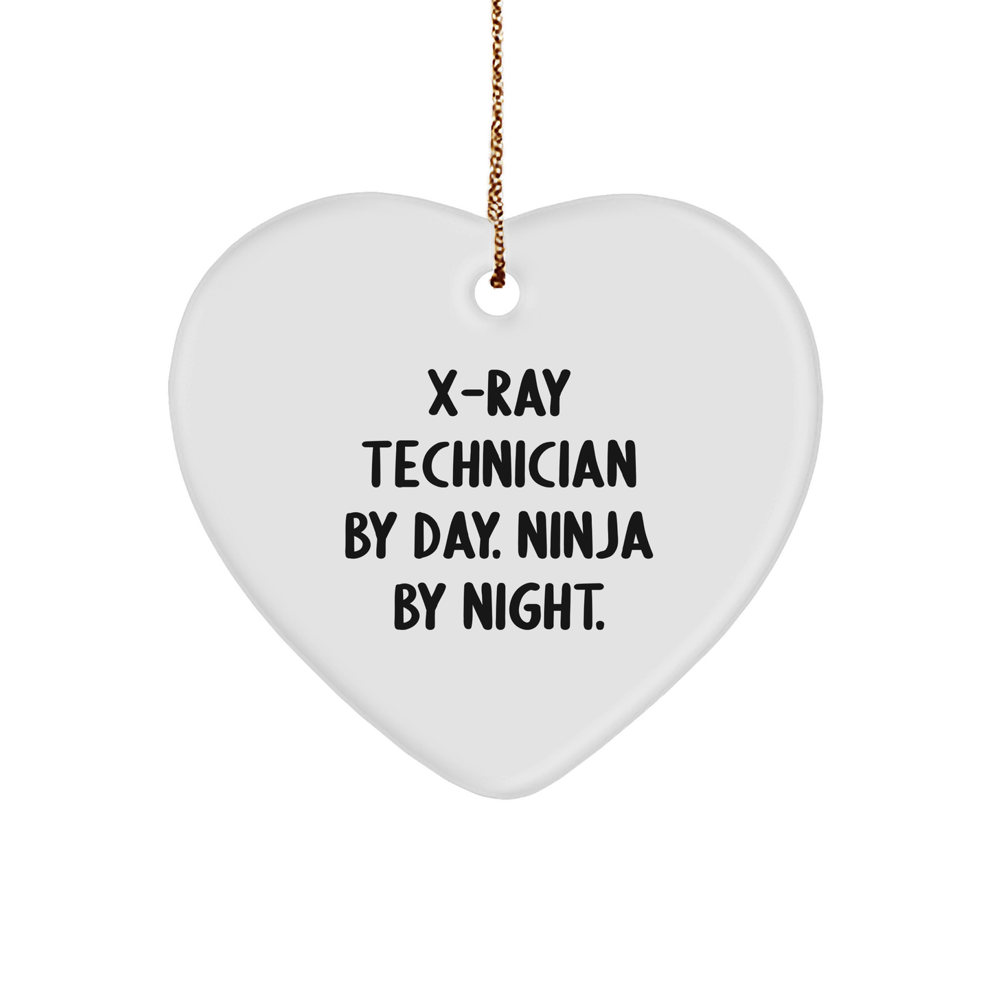 X-Ray Technician Gifts from Men, Heart Ornament with Funny Quote 'X-ray Technician By Day. Ninja By Night.', Christmas Unique Presents for Women, Friends, Coworkers, Family - Image 1