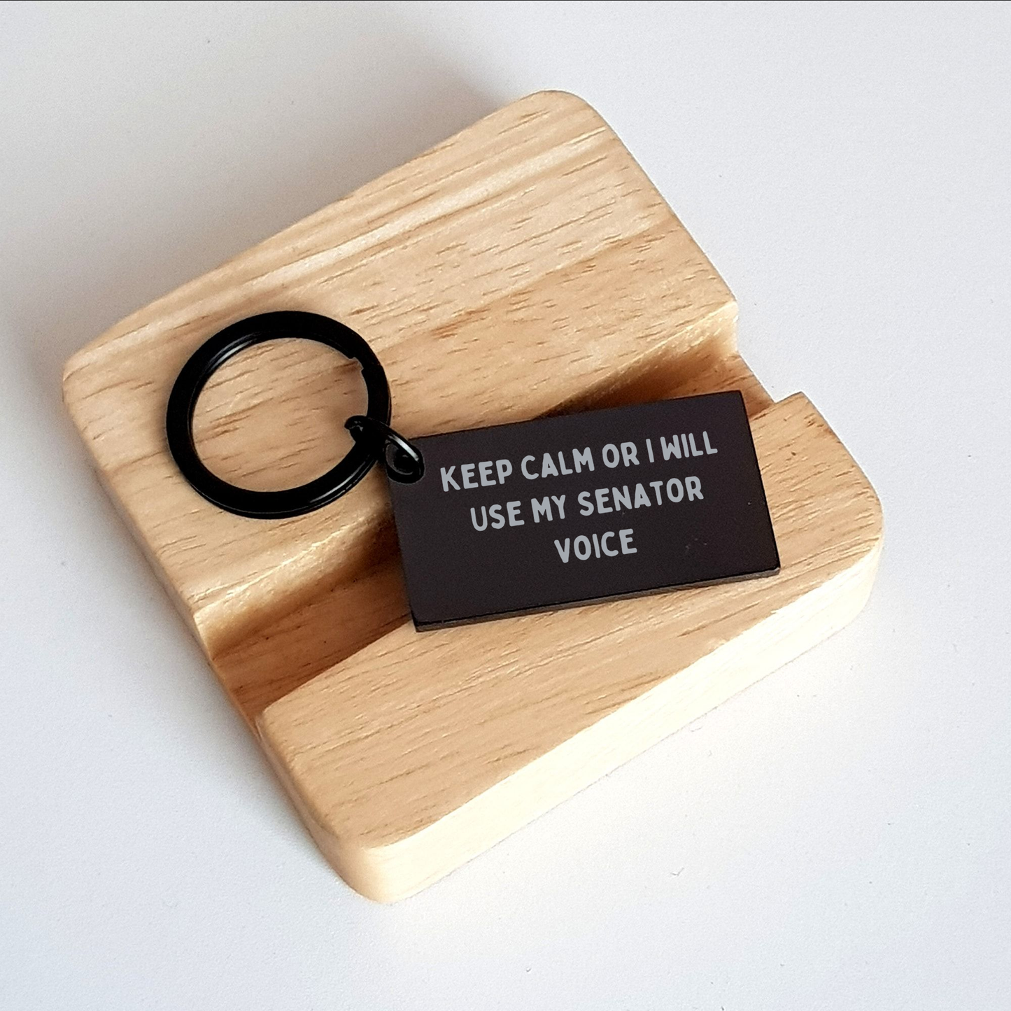Senator Keychain Gift for Men, Funny Quote 'Keep Calm Or I Will Use My Senator Voice', Graduation Unique Gifts from Friends, Coworkers, or Family - Image 2