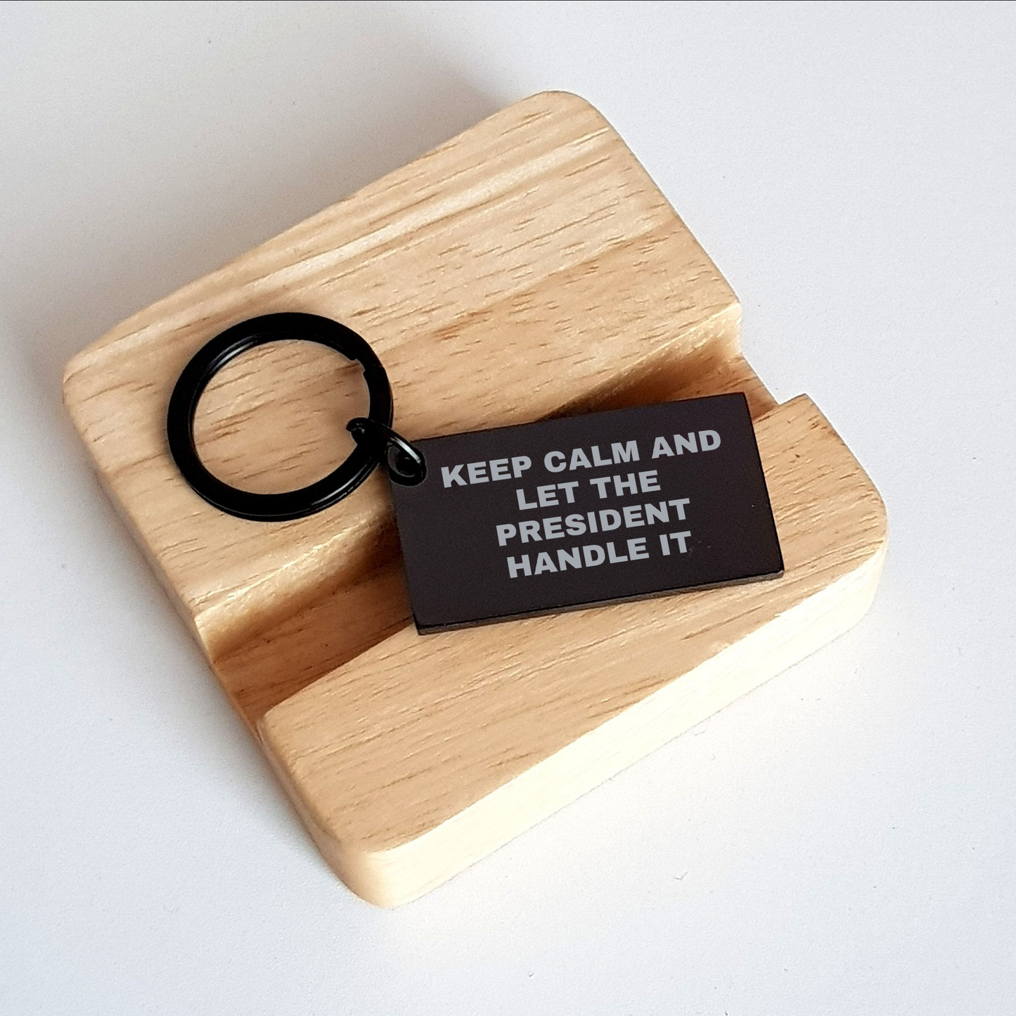 President Keychain Gifts from Friends - 'Keep Calm And Let The President Handle It' - Inspirational President Graduation Gift for Men - Image 2