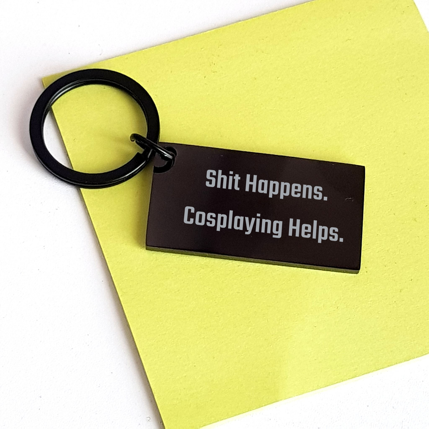 Cosplaying Keychain Gifts for Men, Funny Quote, Black Stainless Steel, Graduation Unique Gifts from Friends, Inspirational Encouragement, Shit Happens, Gifts from Family - Image 3